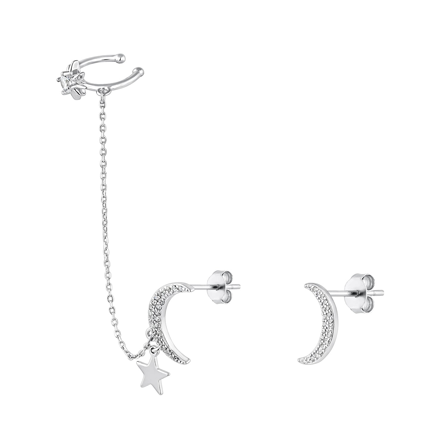 PENDIENTES ASIMÉTRICOS DE PLATA DARA