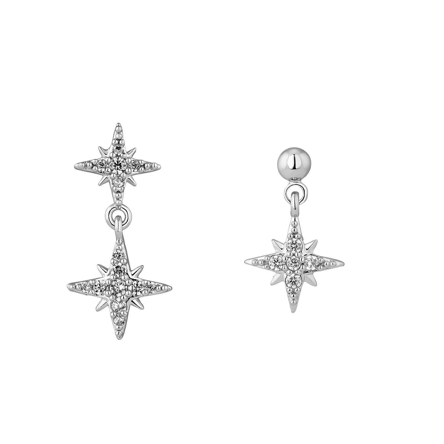 ASYMMETRISCHE OHRRINGE AUS SILBER MIT FLARE-STAR