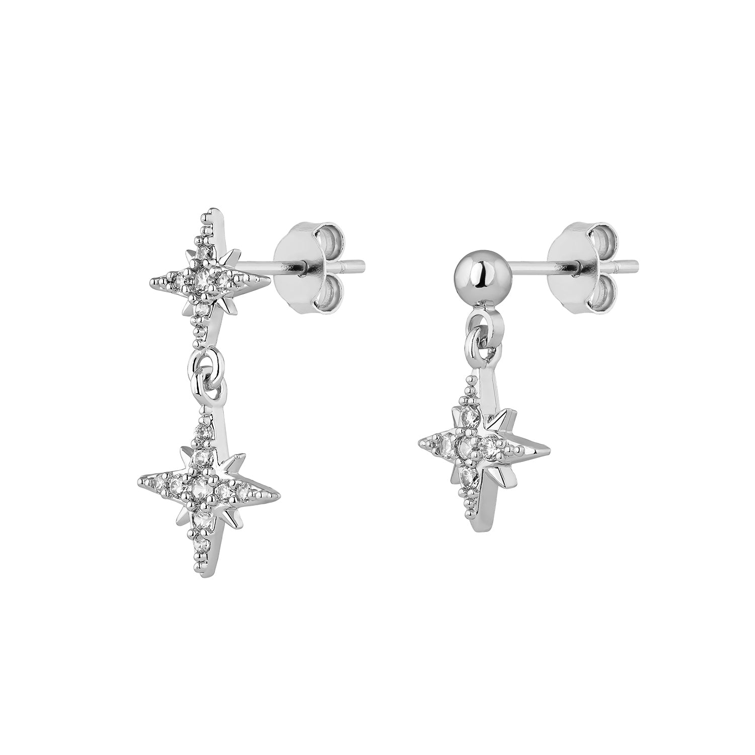 ASYMMETRISCHE OHRRINGE AUS SILBER MIT FLARE-STAR