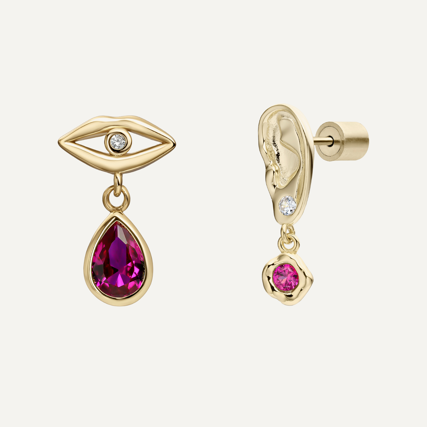 PENDIENTES ASIMÉTRICOS ORO DE BOUCHE À OREILLE