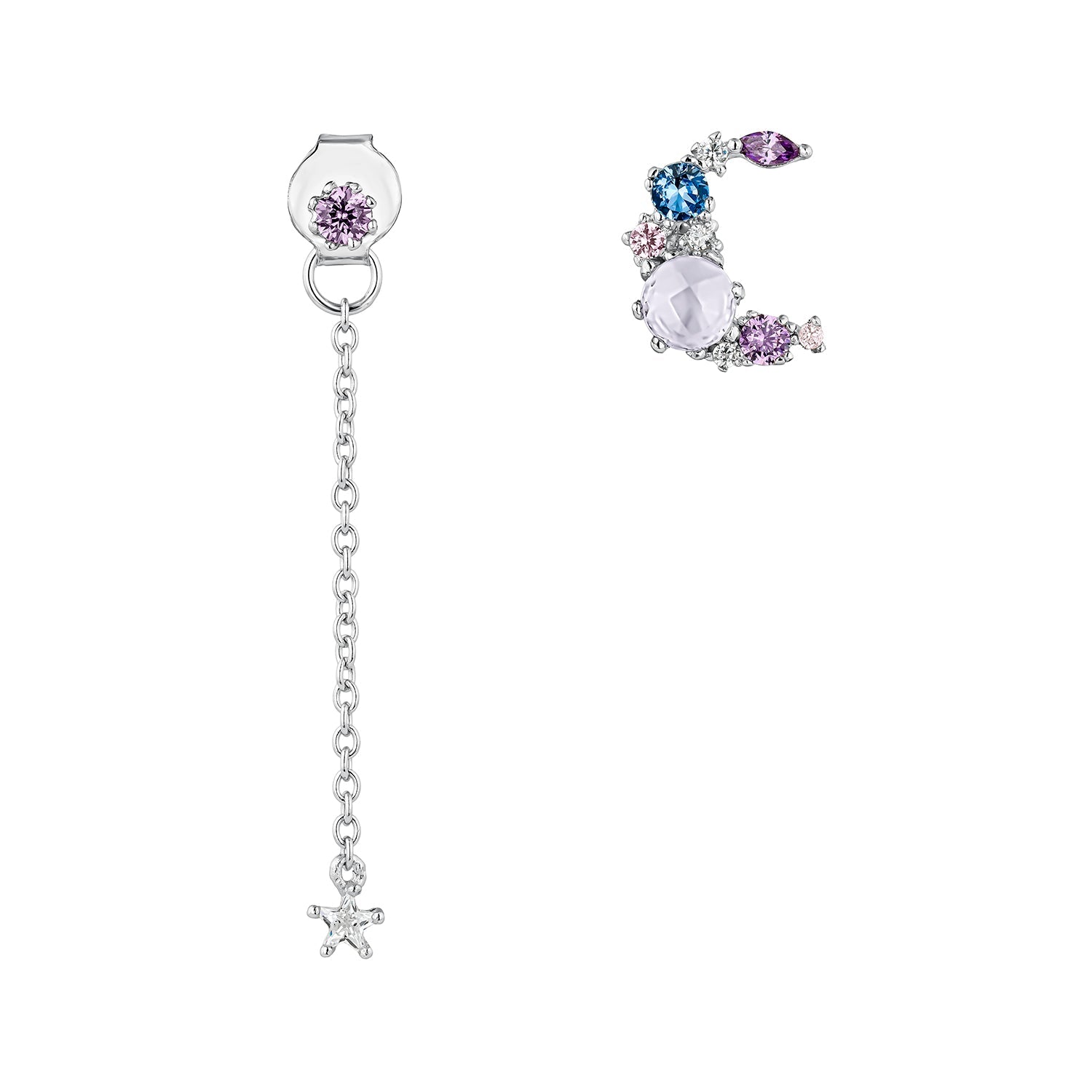 PENDIENTES ASIMÉTRICOS DE PLATA CANDY-MOON