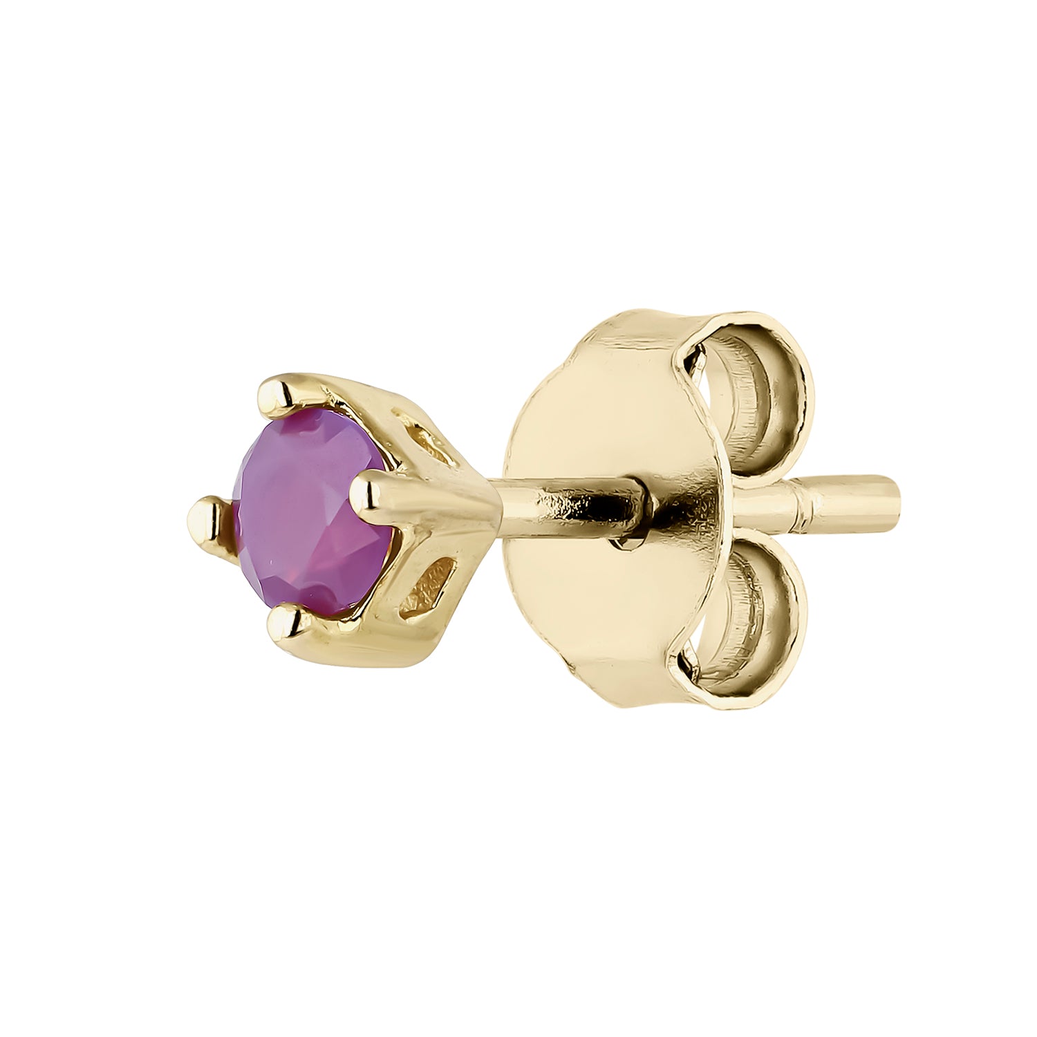 BOUCLE D'OREILLE INDIVIDUELLE LUZ OR JAUNE AMETHYSTE GEMME