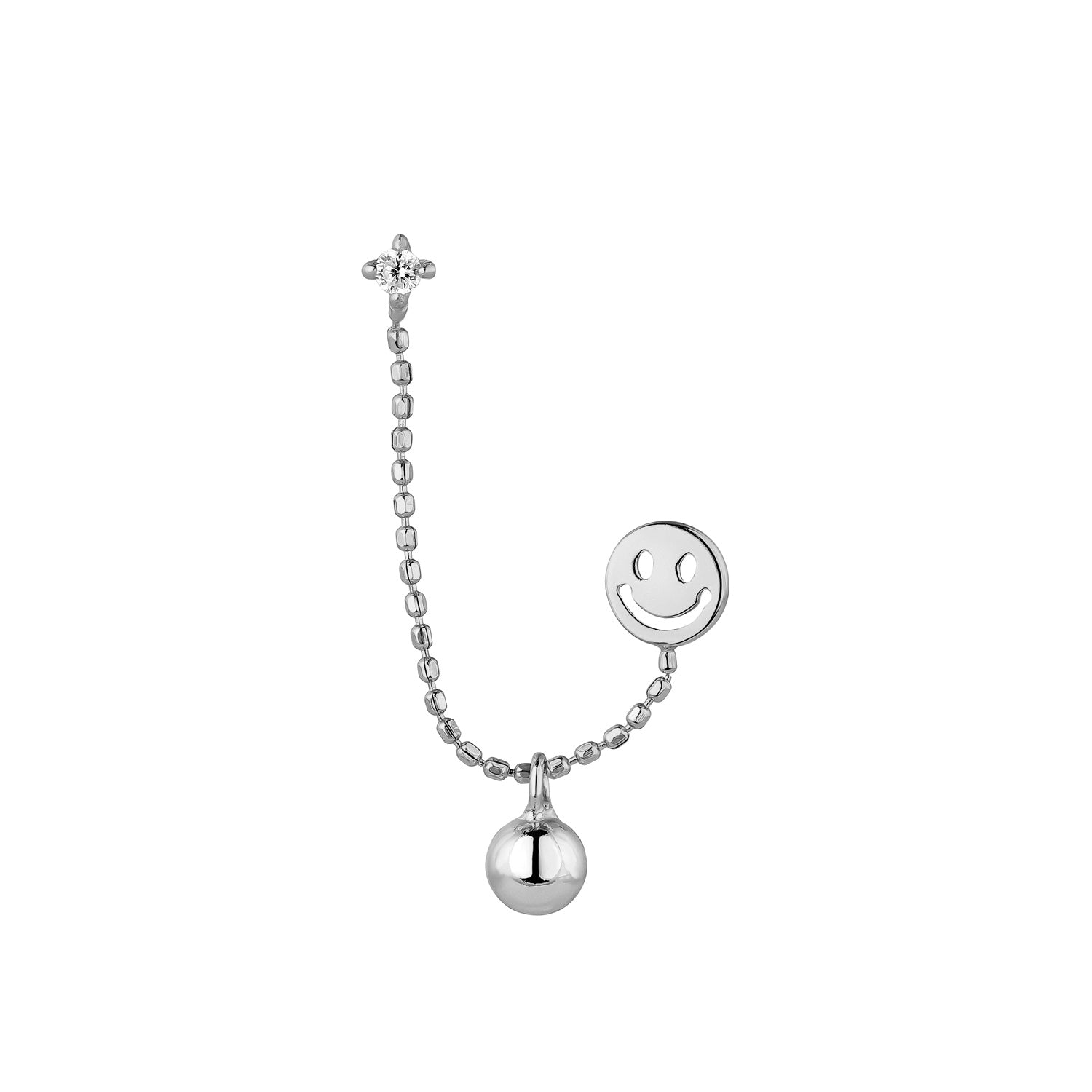 SILBER SWEET SMILEY DOPPELOHRRING