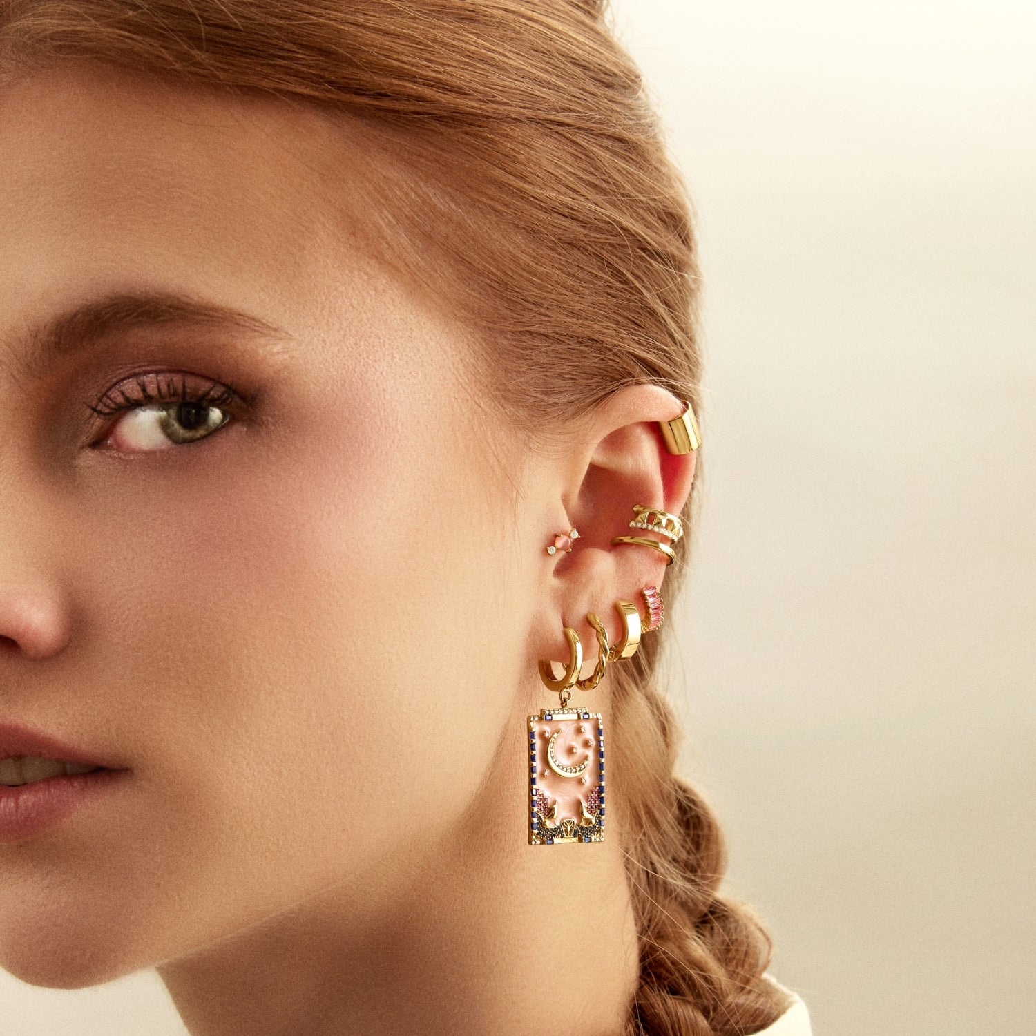 BOUCLE D'OREILLE PIERCING CARTES DE TAROT LA-MOON