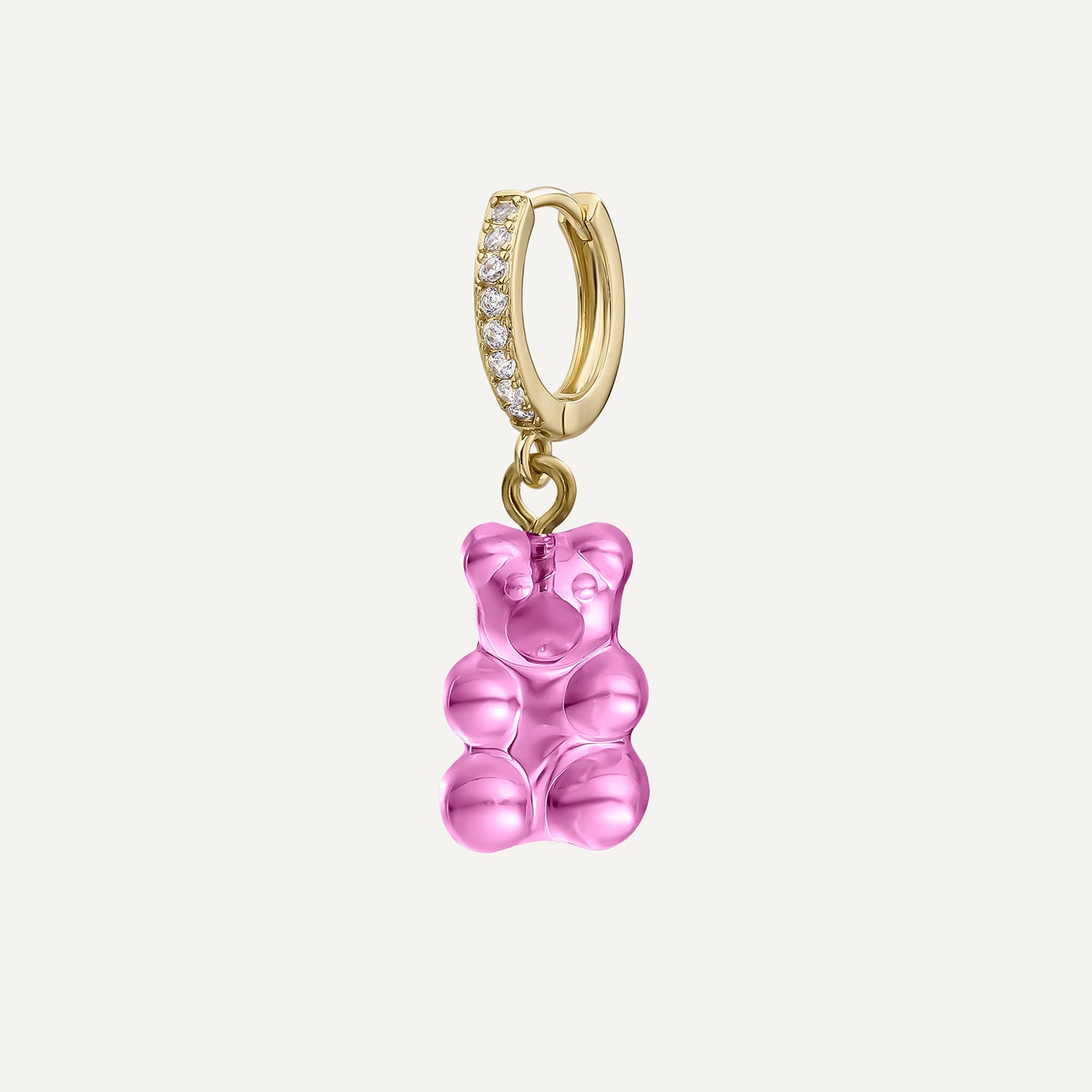 BOUCLE D'OREILLE PIERCING CRÉOLE ROSE OURS SUGAR