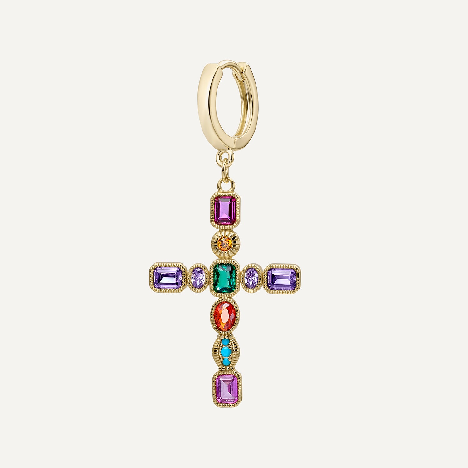 PENDIENTE PIERCING ARO KRISTALL KREUZ