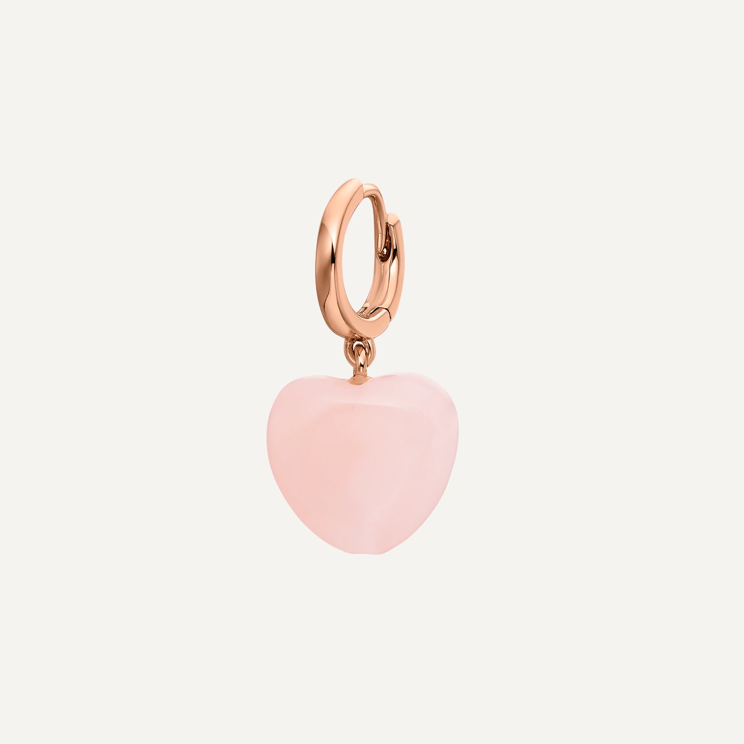 ROSE QUARTZ HEART HOOP EARRING