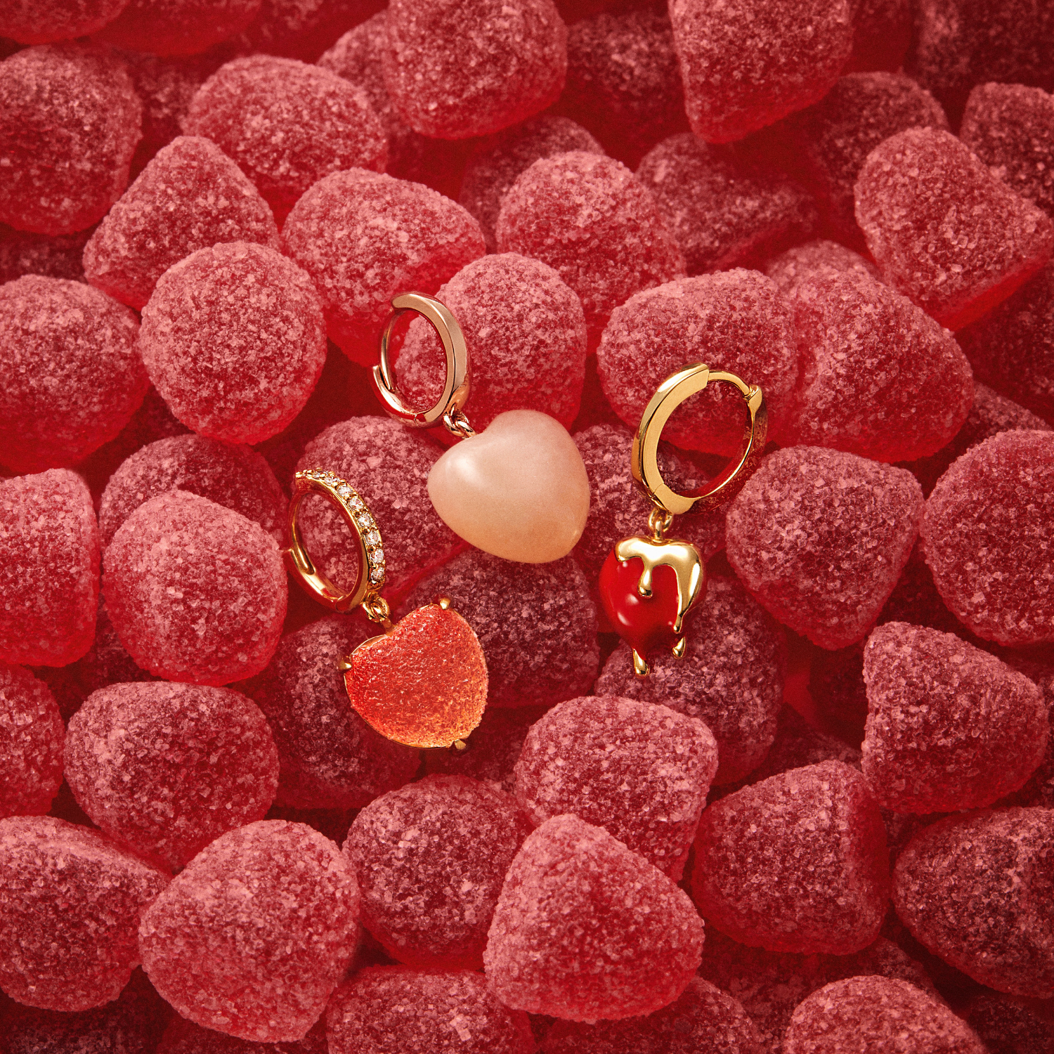 ROSE QUARTZ HEART HOOP EARRING