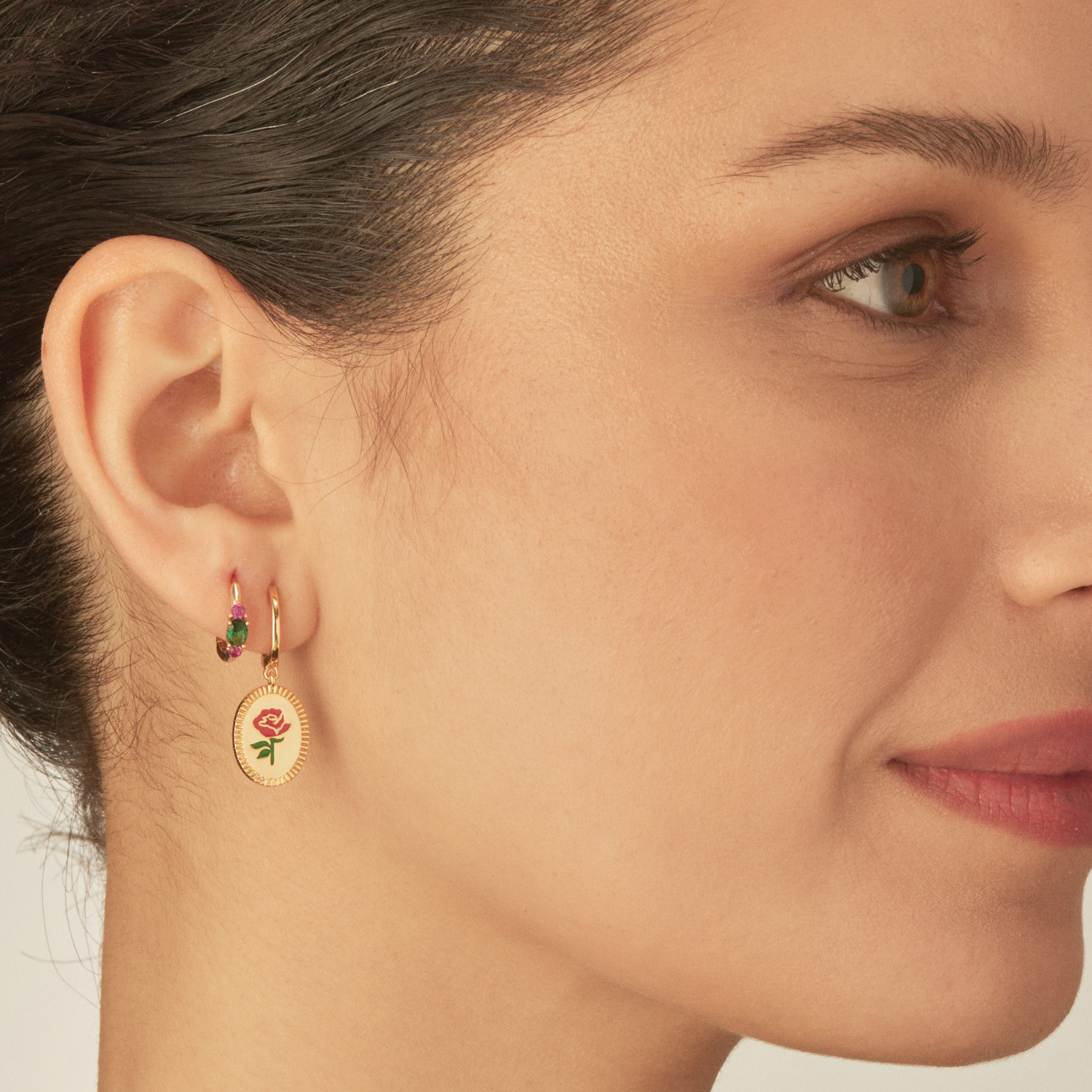 GOLD ROSEDA RING PIERCING EARRING
