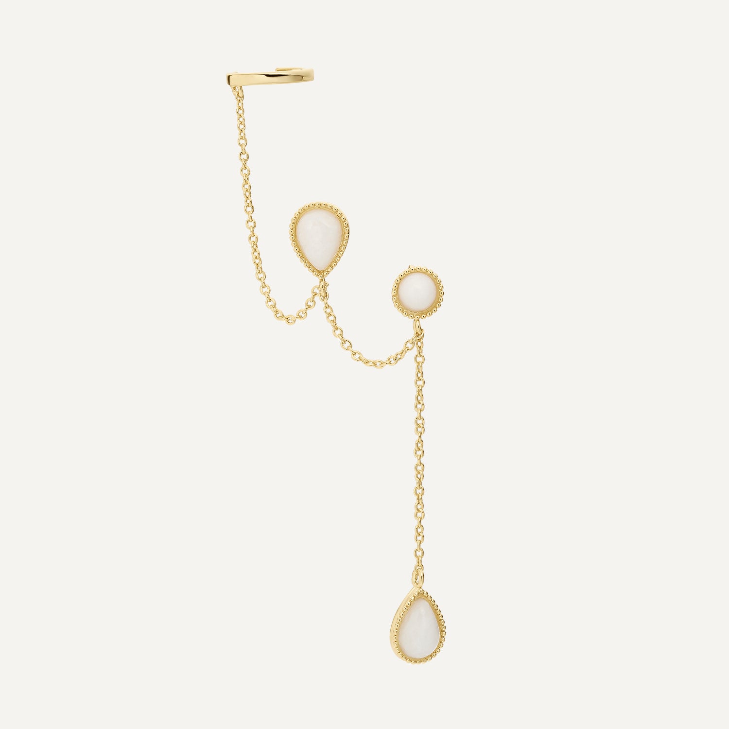 PENDIENTE PIERCING MEHRFACH WEISSE ACHAT-TROPFEN