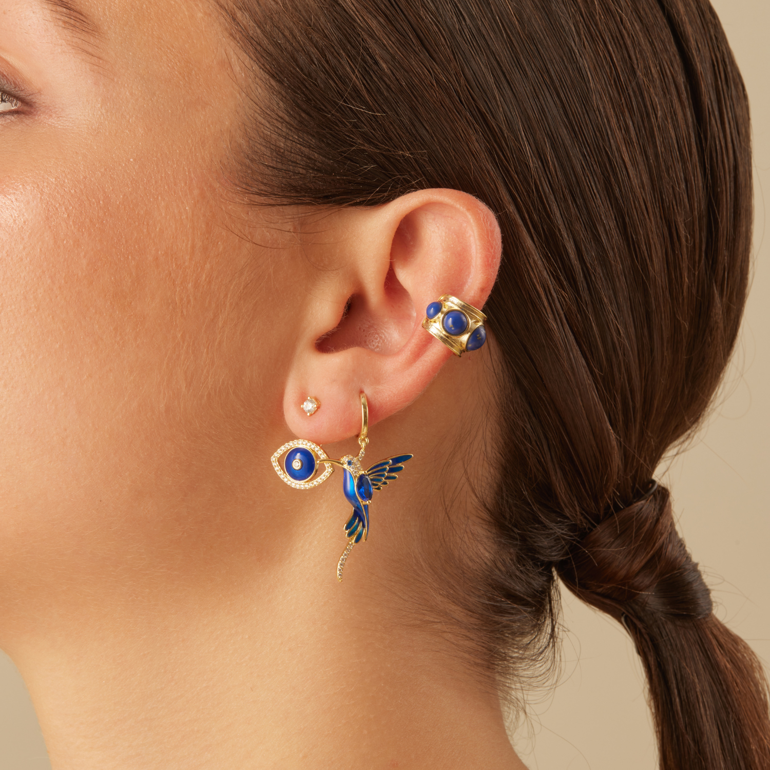 Ohrmanschette Blau Vintage