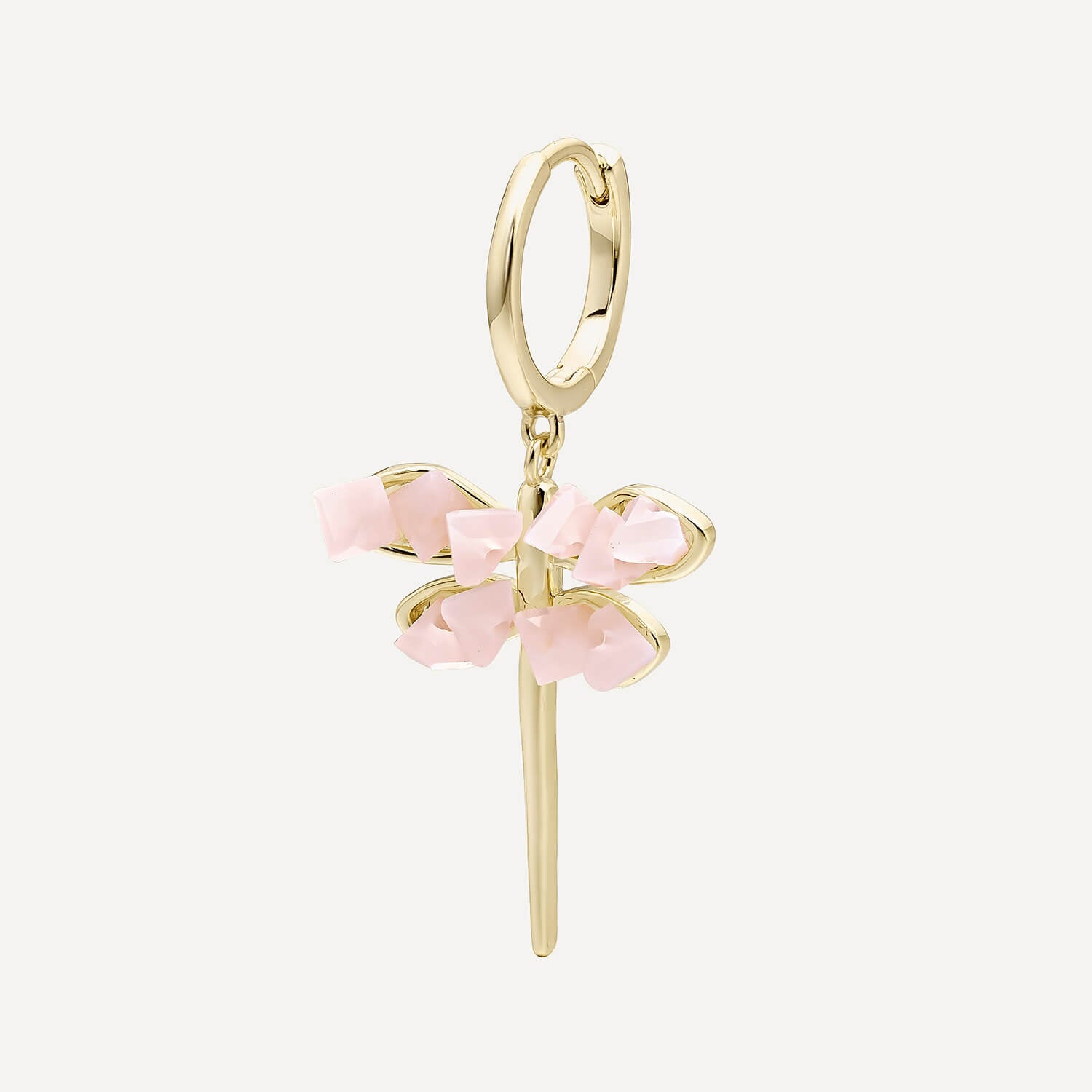 PENDIENTE PIERCING ARO QUARTZ ROSE LIBELLULE