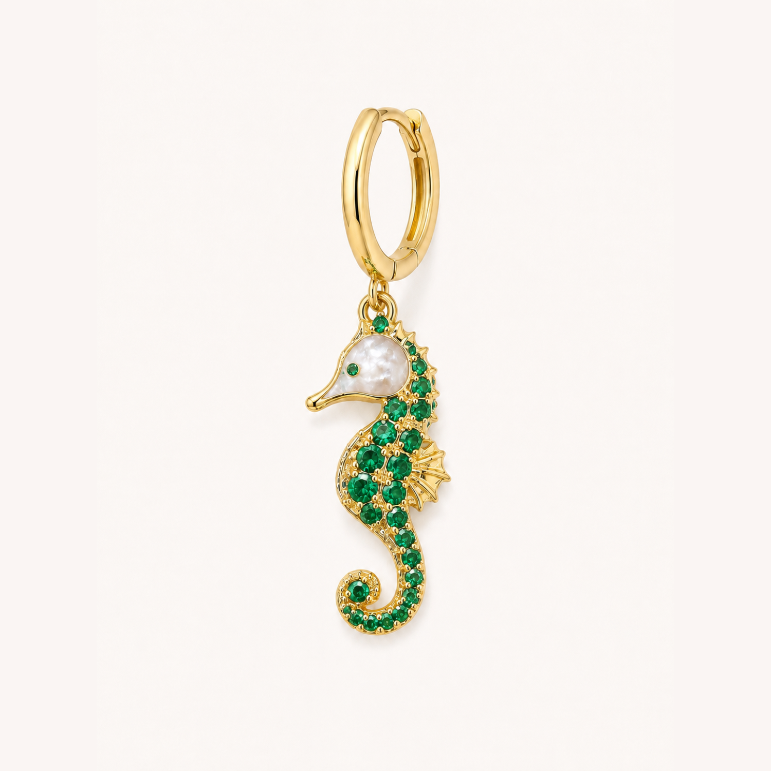 PENDIENTE PIERCING ARO MOSAÏQUE GREEN SEAHORSE