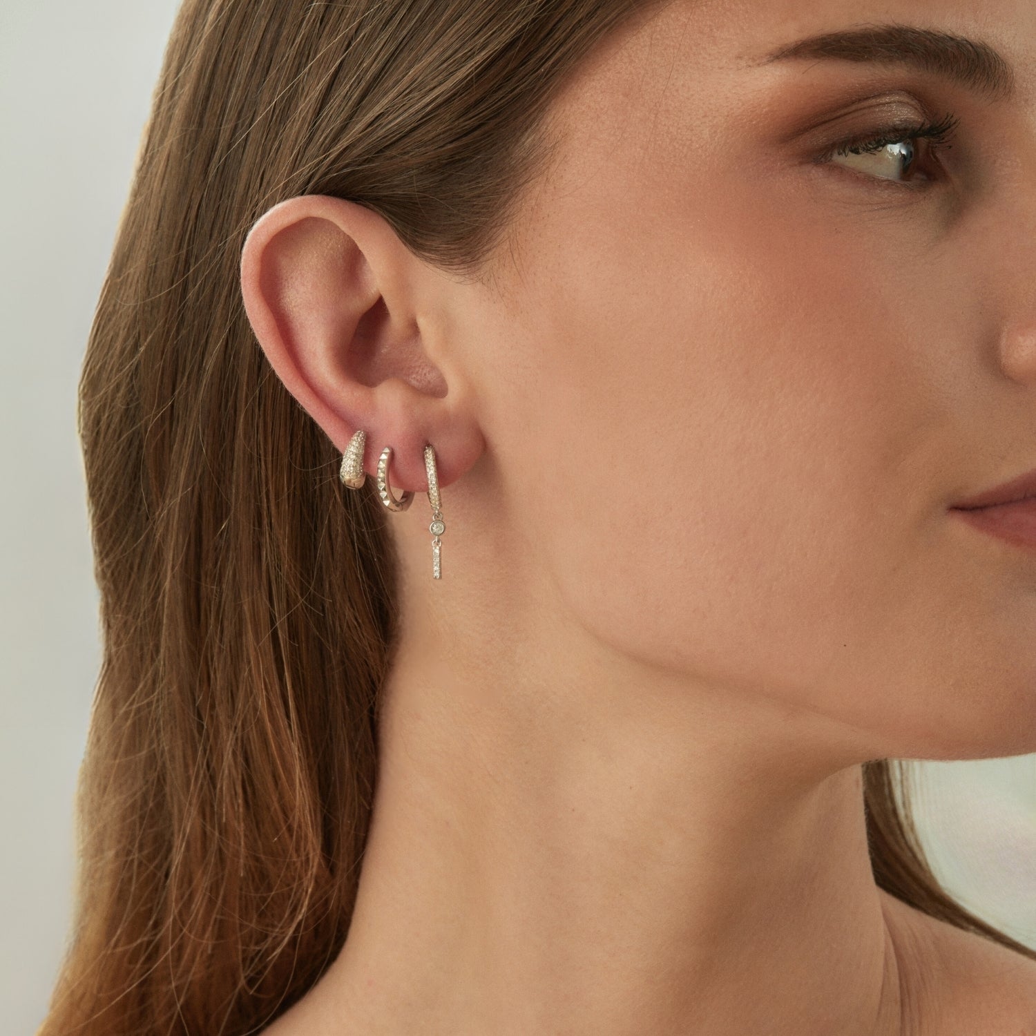 DEMY SILVER HOOP PIERCING EARRING