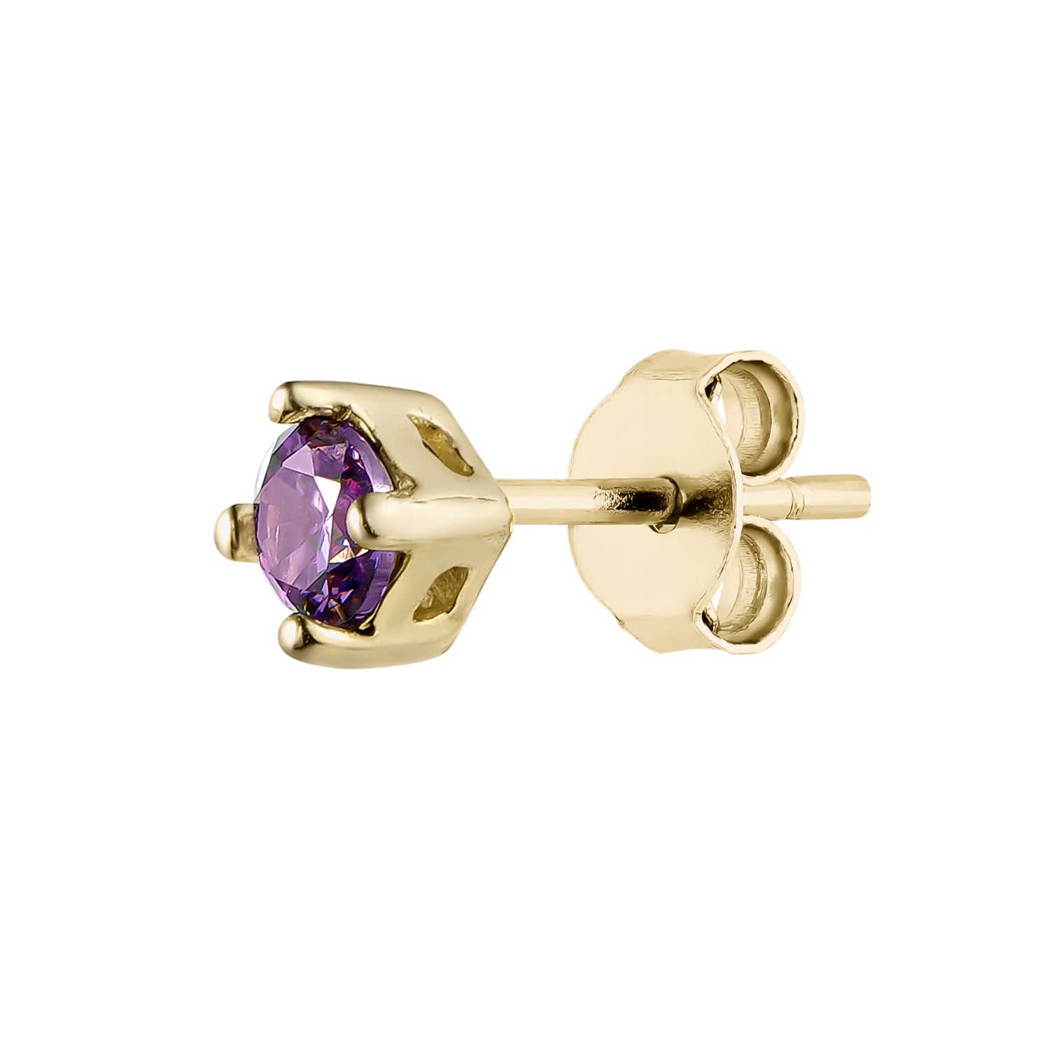 AMETHYST AUS GELBGOLD LUZ EINZELNER OHRRING
