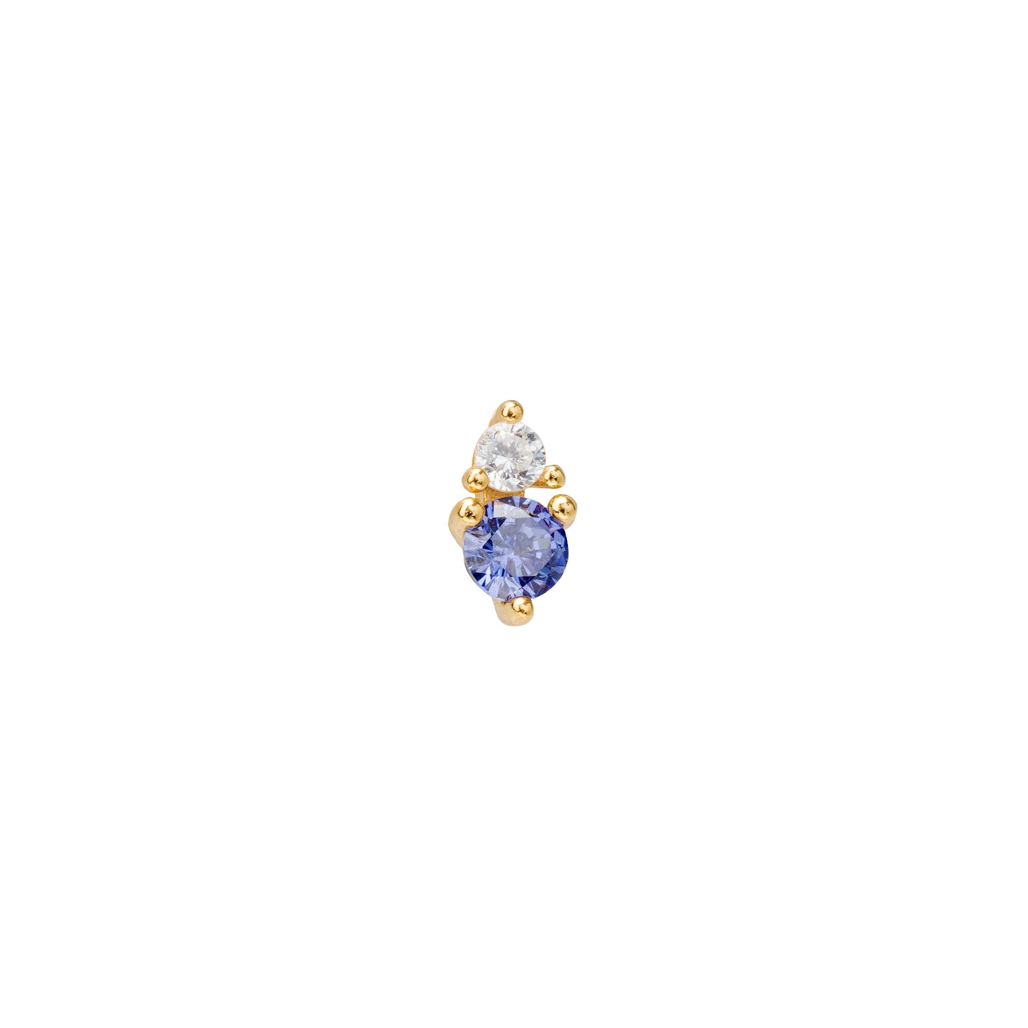 PENDIENTE PIERCING ORO AMARILLO AZUL DORY