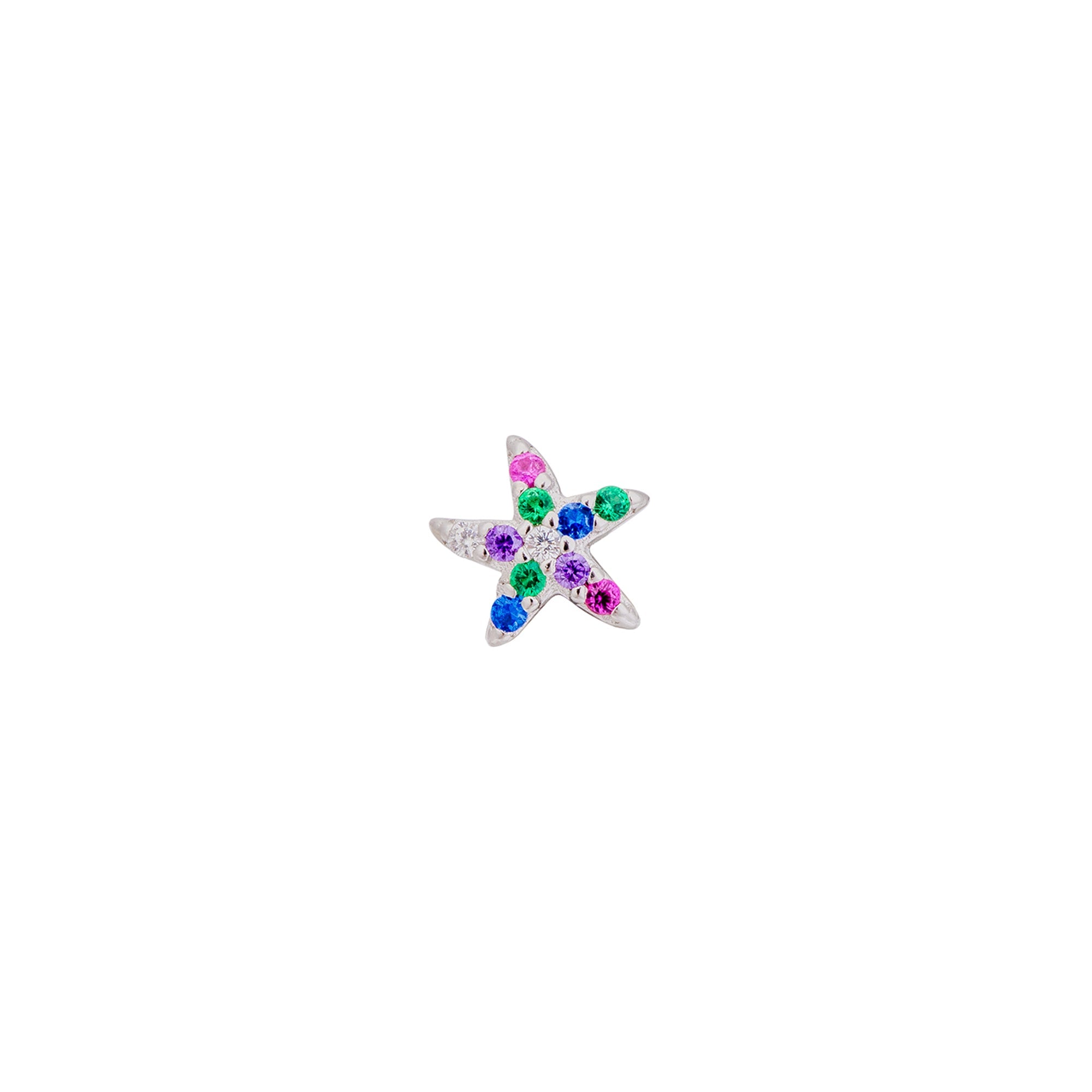 ETOILE DE MER MULTICOLORED SILVER SINGLE EARRING