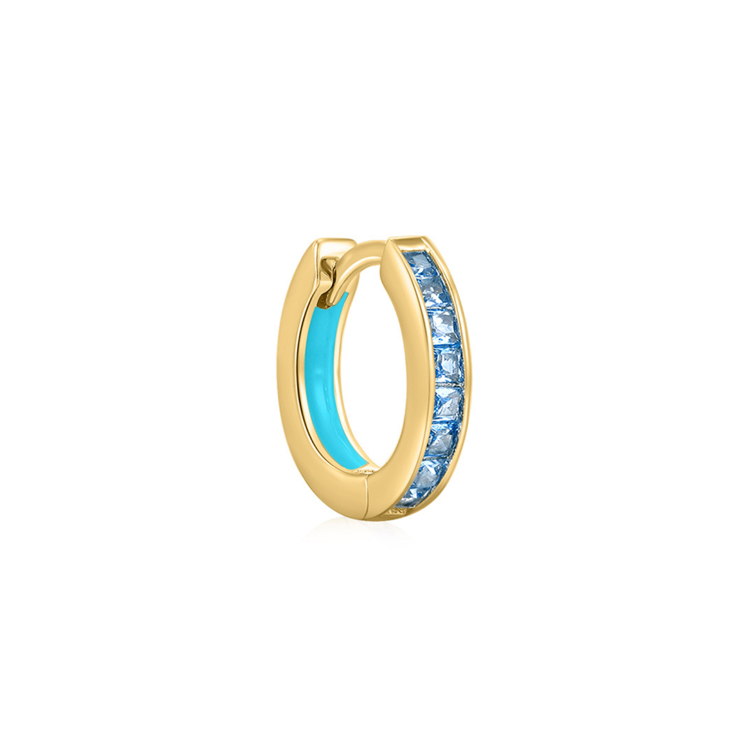 PENDIENTE PIERCING ARO ORO AMARILLO AZUL HOLI HOOP