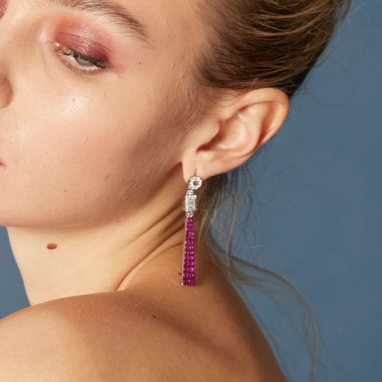 PENDIENTES RUBI ART-DECO