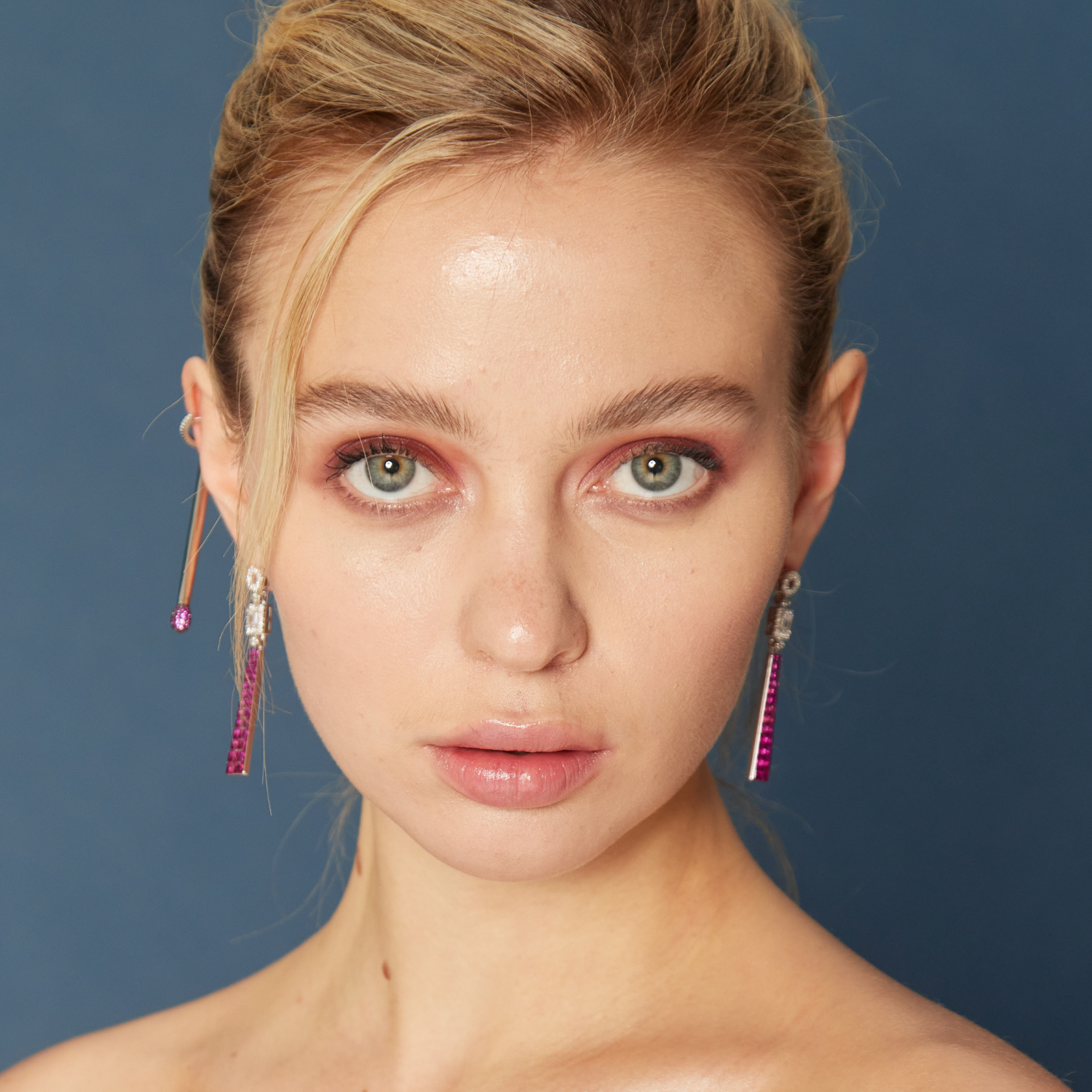 BOUCLES D'OREILLES RUBIS ART-DÉCO