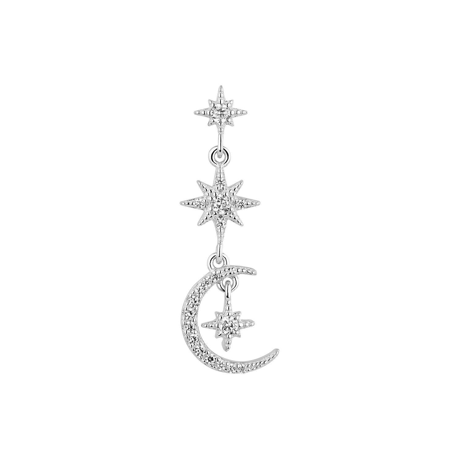 PENDIENTE PLATA SOL Y LUNA SEIA - Earcandy Jewelry