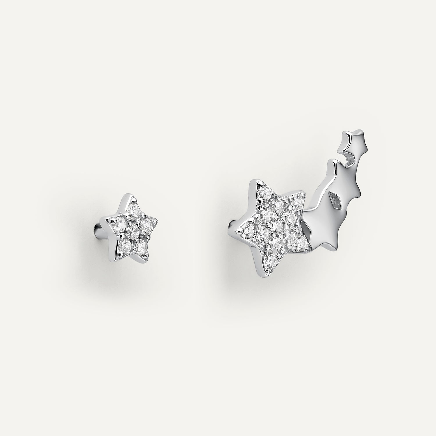 PENDIENTES ASIMÉTRICOS PLATA STARLET