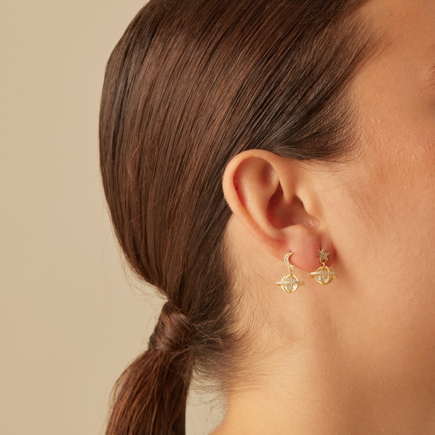 Boucles d'oreilles asymétriques TOVE Moon-Star