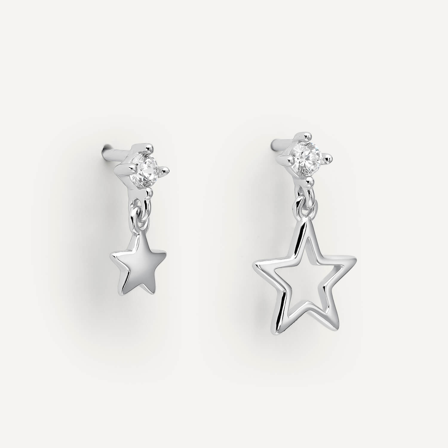 PENDIENTES ASIMÉTRICOS PLATA ZINNIA STAR