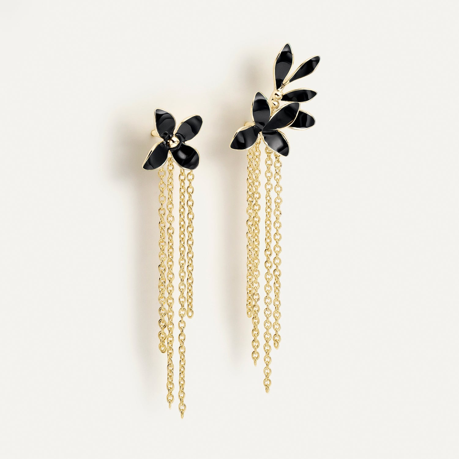 ASYMMETRISCHE OHRRINGE BLACK LOTUS