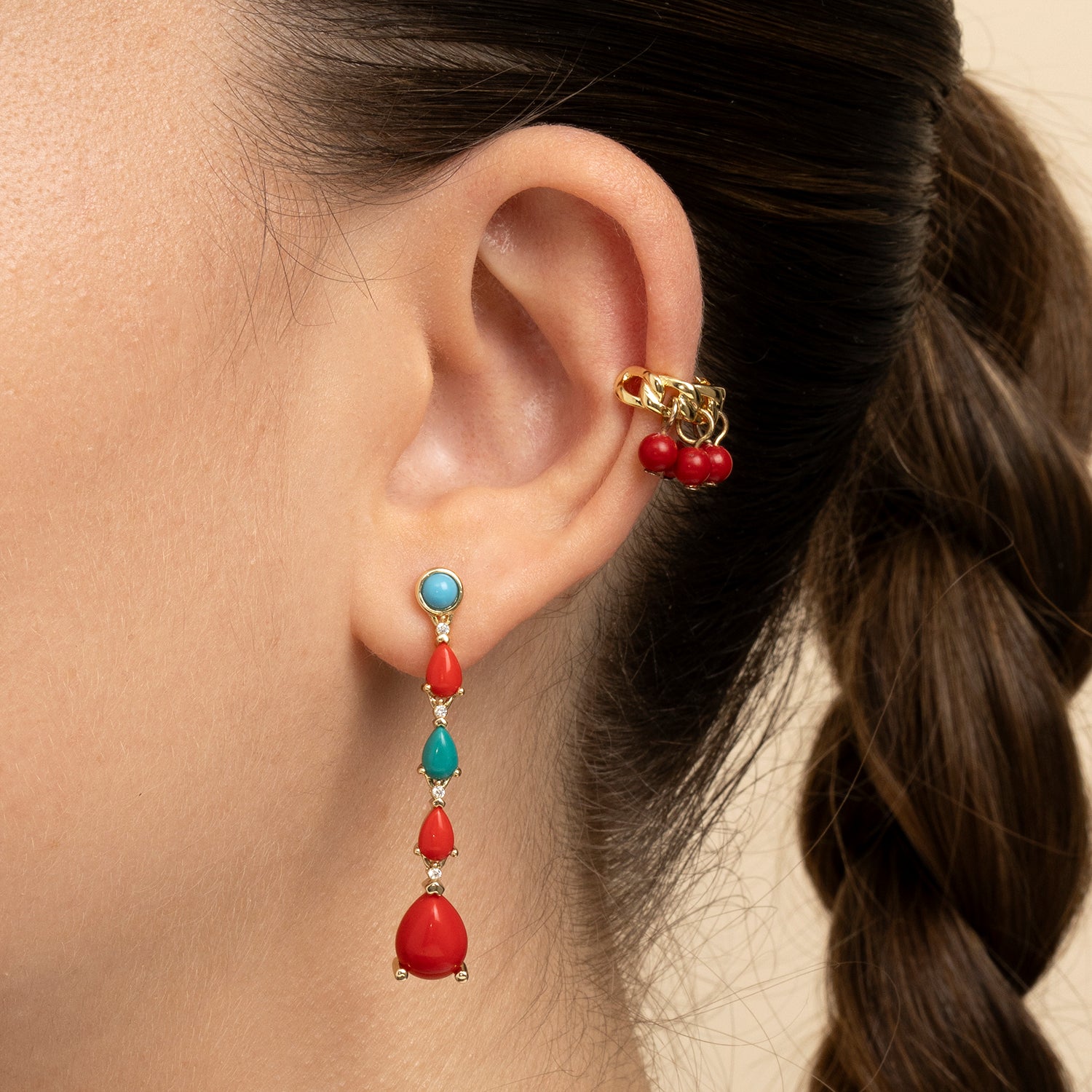 PENDIENTES ASIMÉTRICOS COPACABANA CORAL