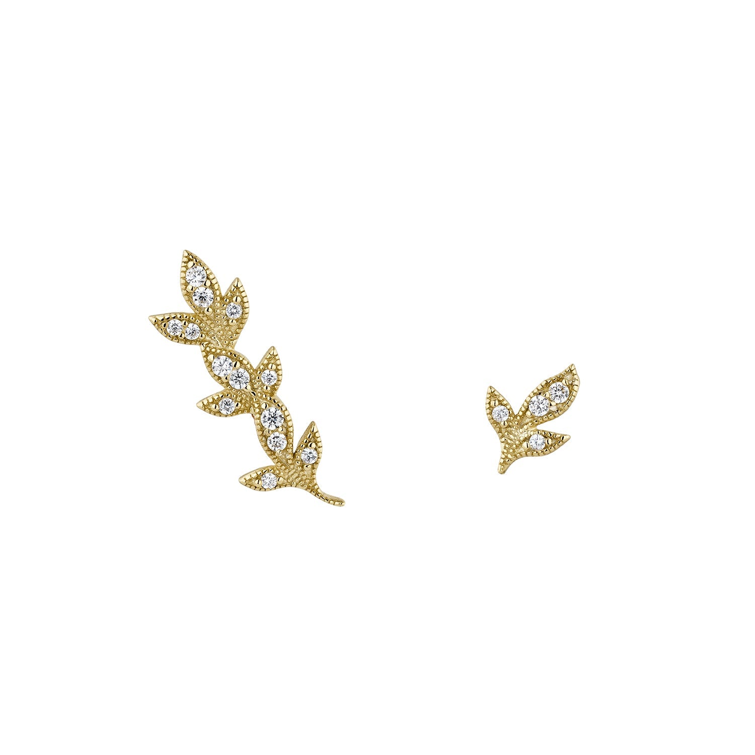 GOLDEN LEAVES SILVER EARRINGS