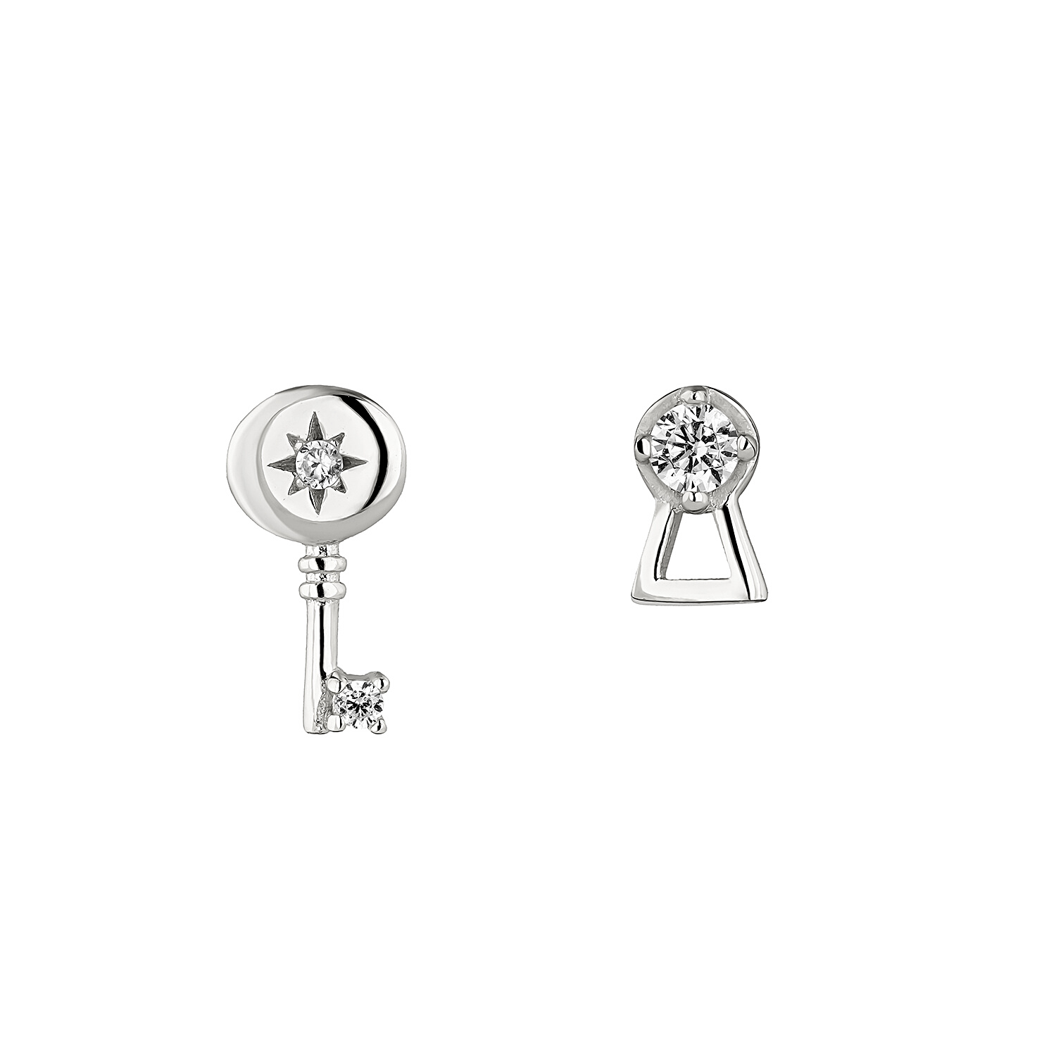 LOCK AND KEY AMULET SILVER EARRINGS