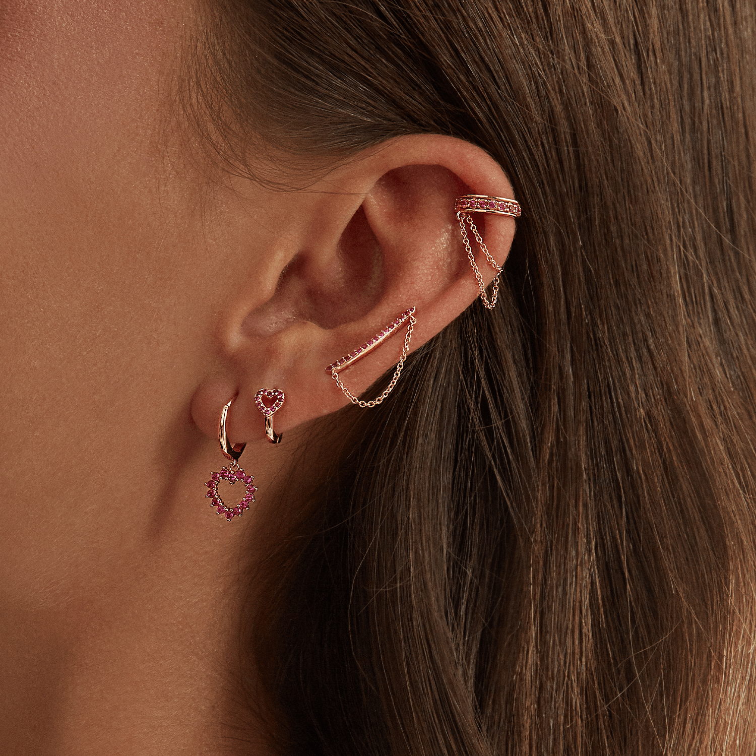 PENDIENTE ARO CON CORAZÓN PLATA ZIRA - Earcandy Jewelry