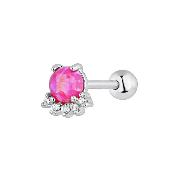 BOUCLE D'OREILLE INDIVIDUELLE EN ARGENT ET ROSE CALEDONIA