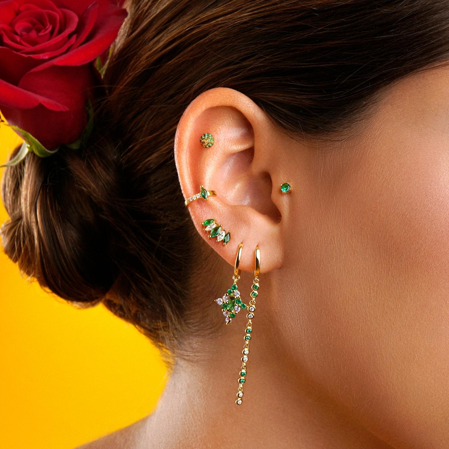 ORECCHINO PIERCING VERDE SMERALDO CHIARO