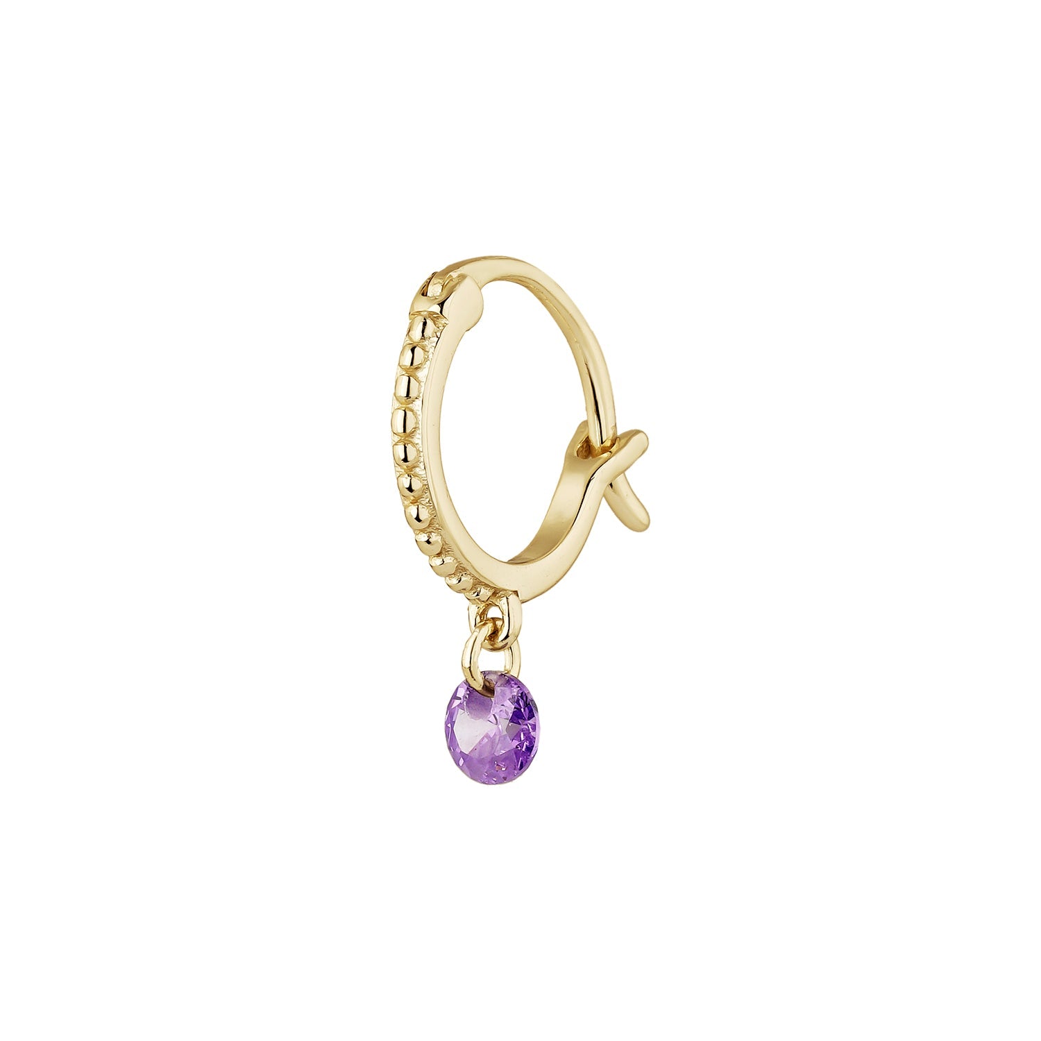 PENDIENTE PIERCING ARO ORO AMARILLO LILA CHIC-W
