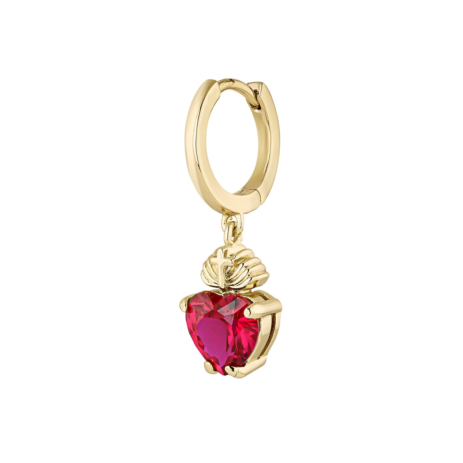 RUBY HEART SINGLE EARRING