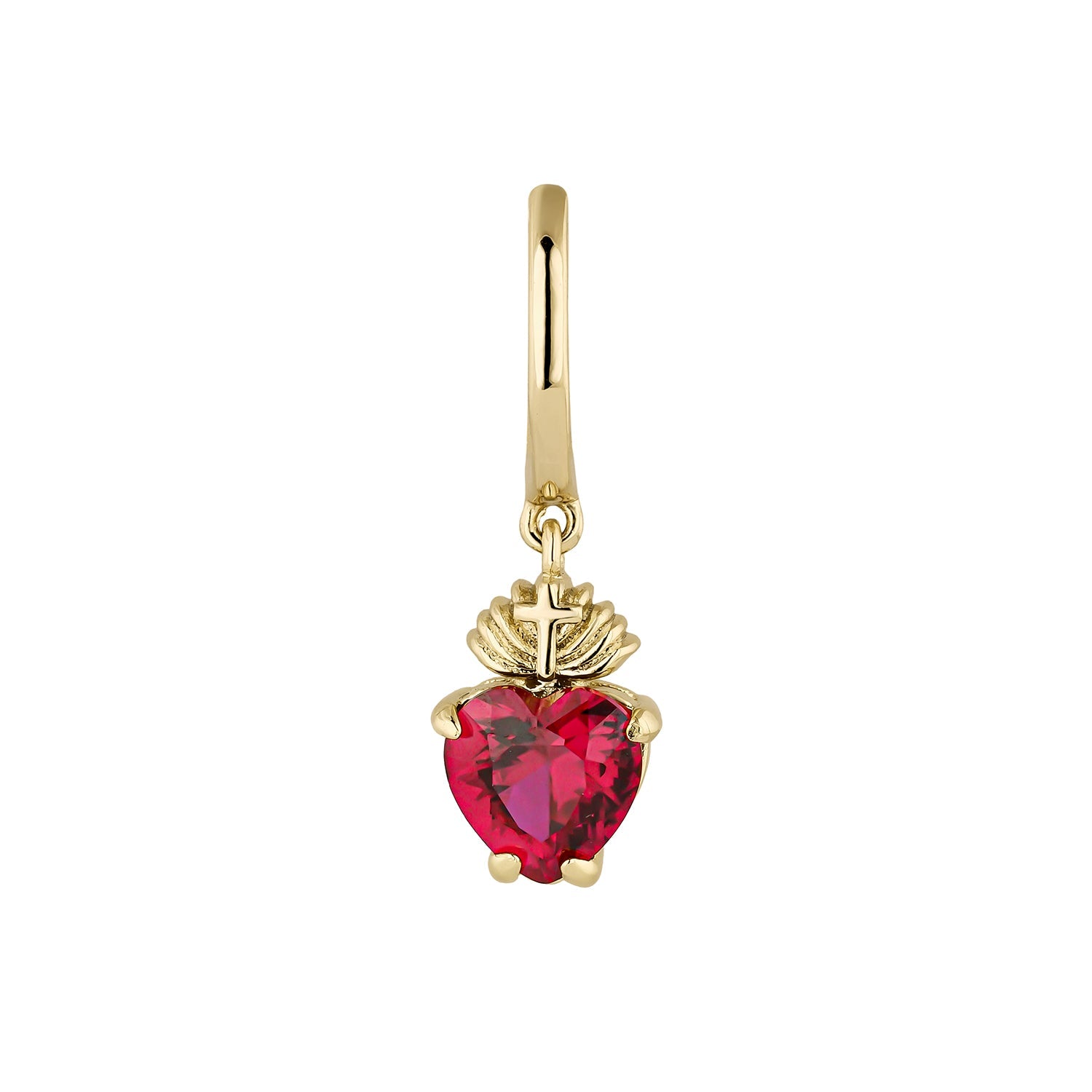ORECCHINO PIERCING A CERCHIO CON CUORE RUBINO