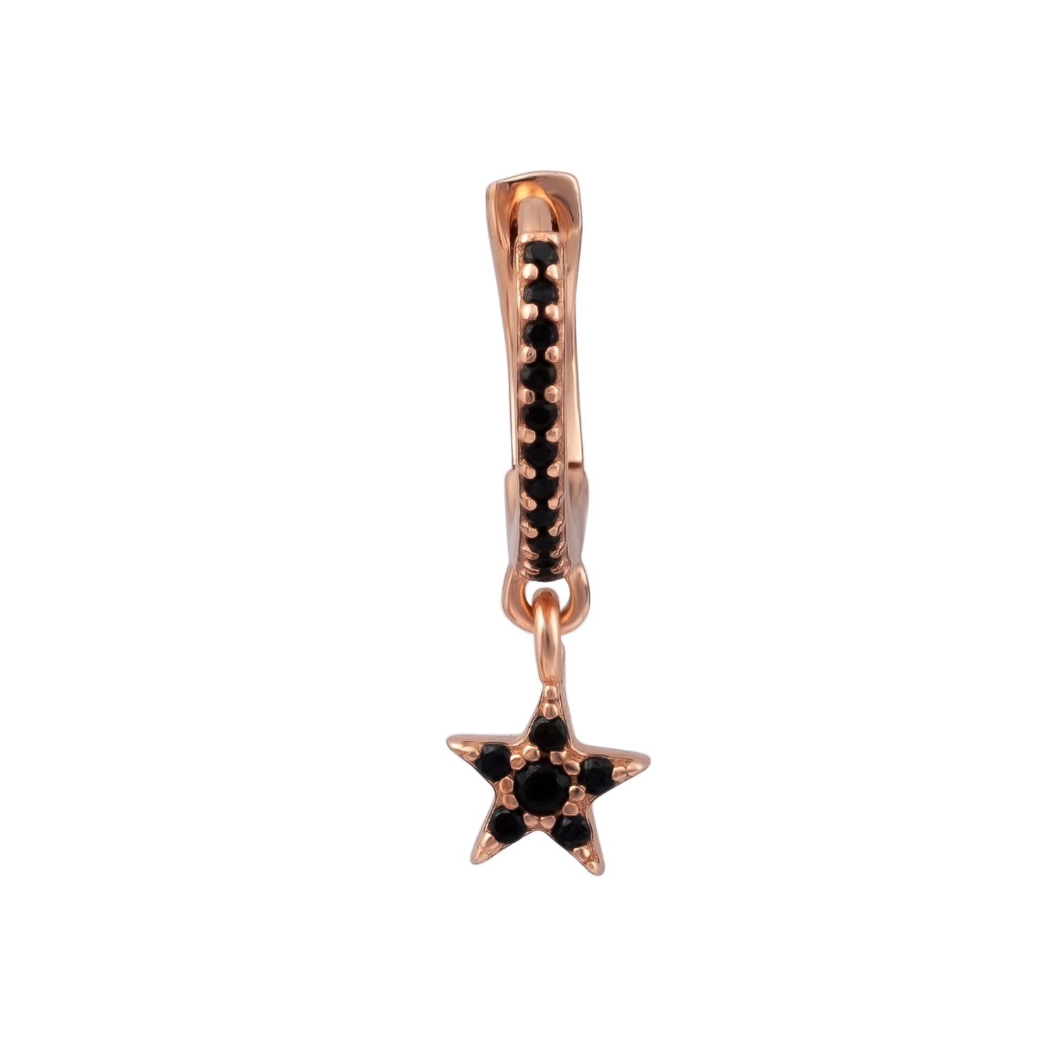 ORECCHINO PIERCING A CERCHIO CON STELLA CADENTE SPINELLO IN ORO ROSA