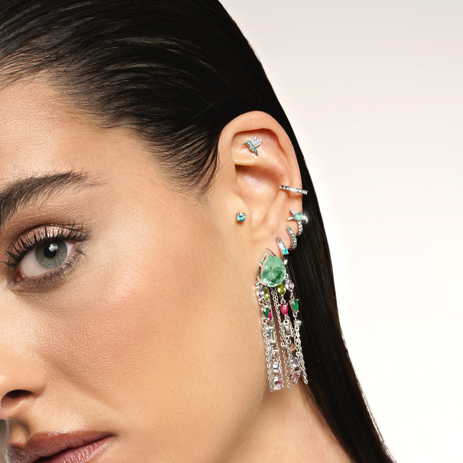 ORECCHINO PIERCING A CERCHIO IN ARGENTO BIANCO SOPHIE
