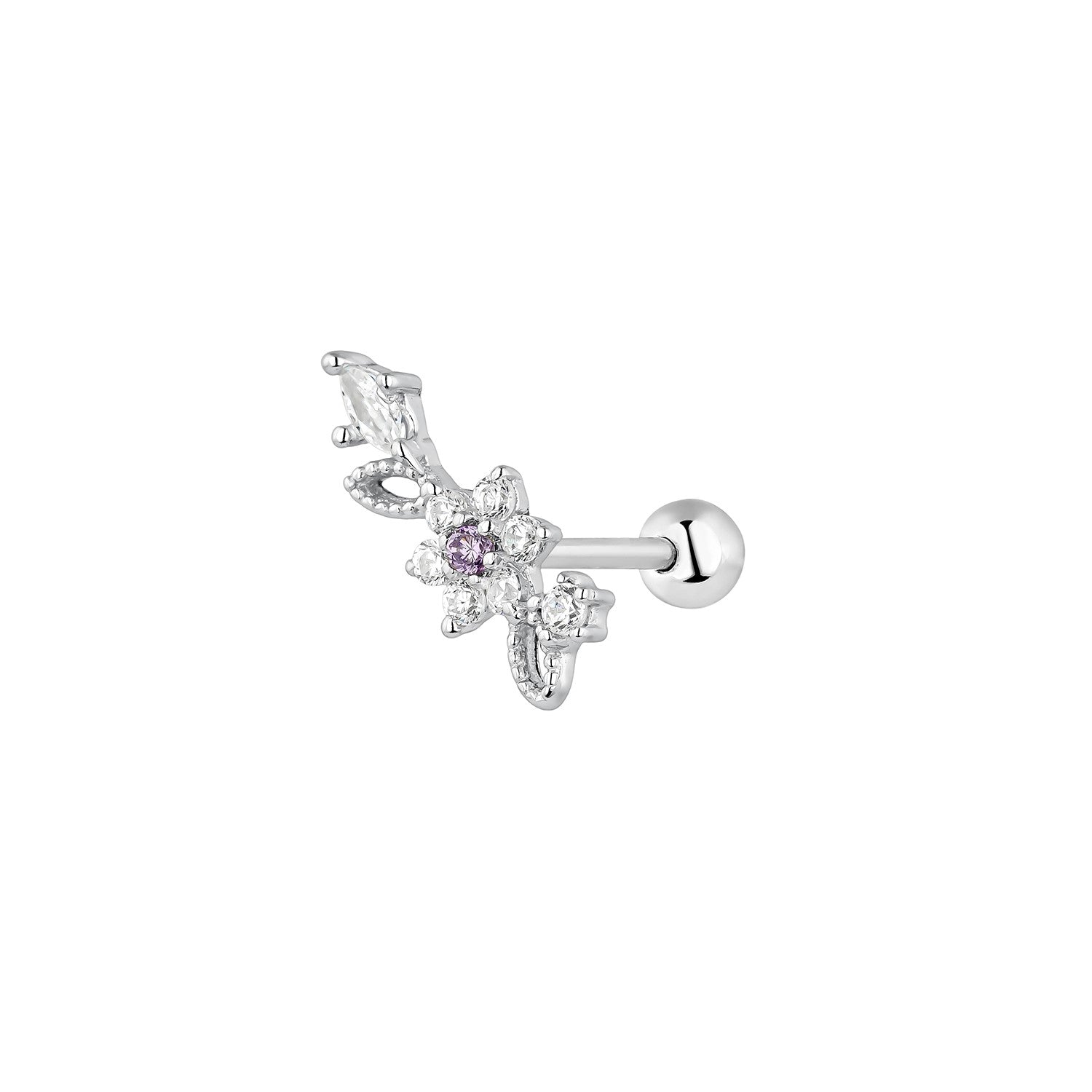 PENDIENTE PIERCING PLATA JARDIN ROMANTIQUE