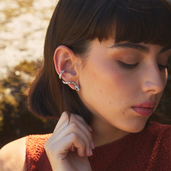 DOUBLE BOUCLE D'OREILLE EN ARGENT MANIKE