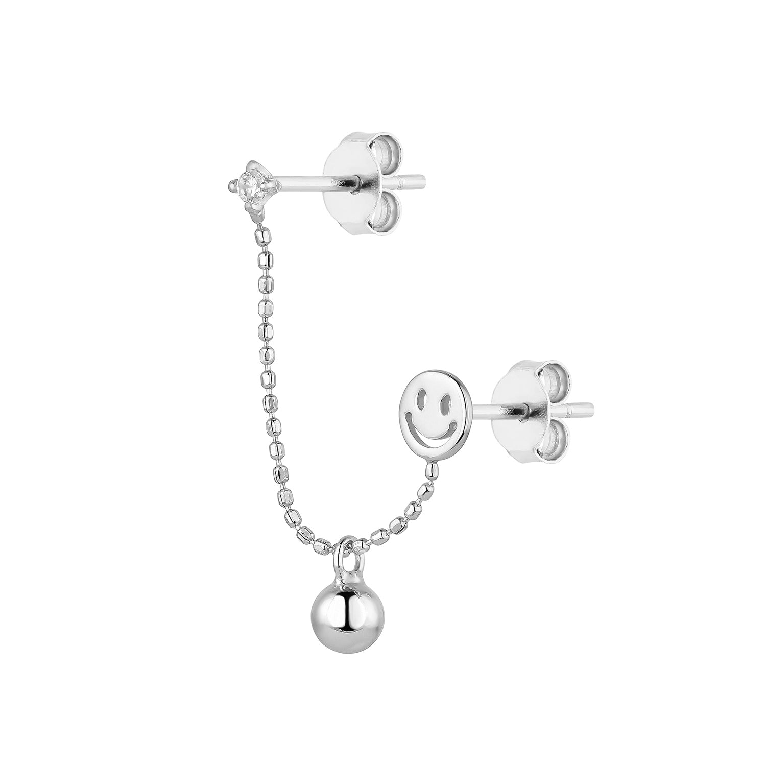 DAUDZKĀRŠS SUDRABA AUSKARS PIERCINGS SWEET SMILEY