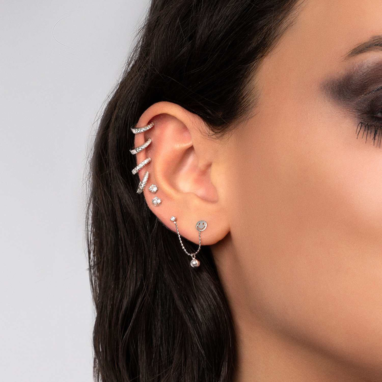 PENDIENTE PIERCING MÚLTIPLE DE PLATA SWEET SMILEY