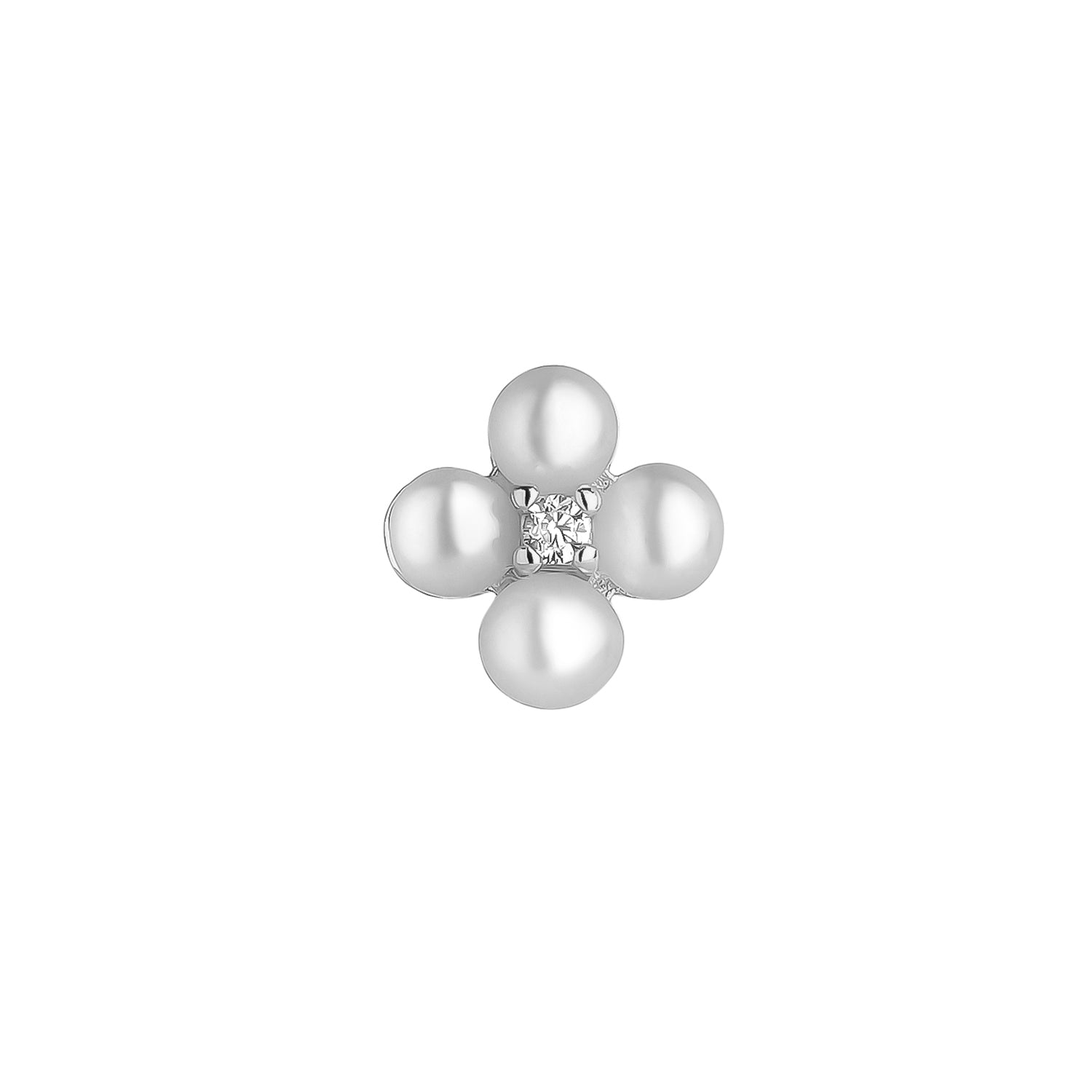 ORECCHINO PIERCING FIORI DI PERLA IN ARGENTO