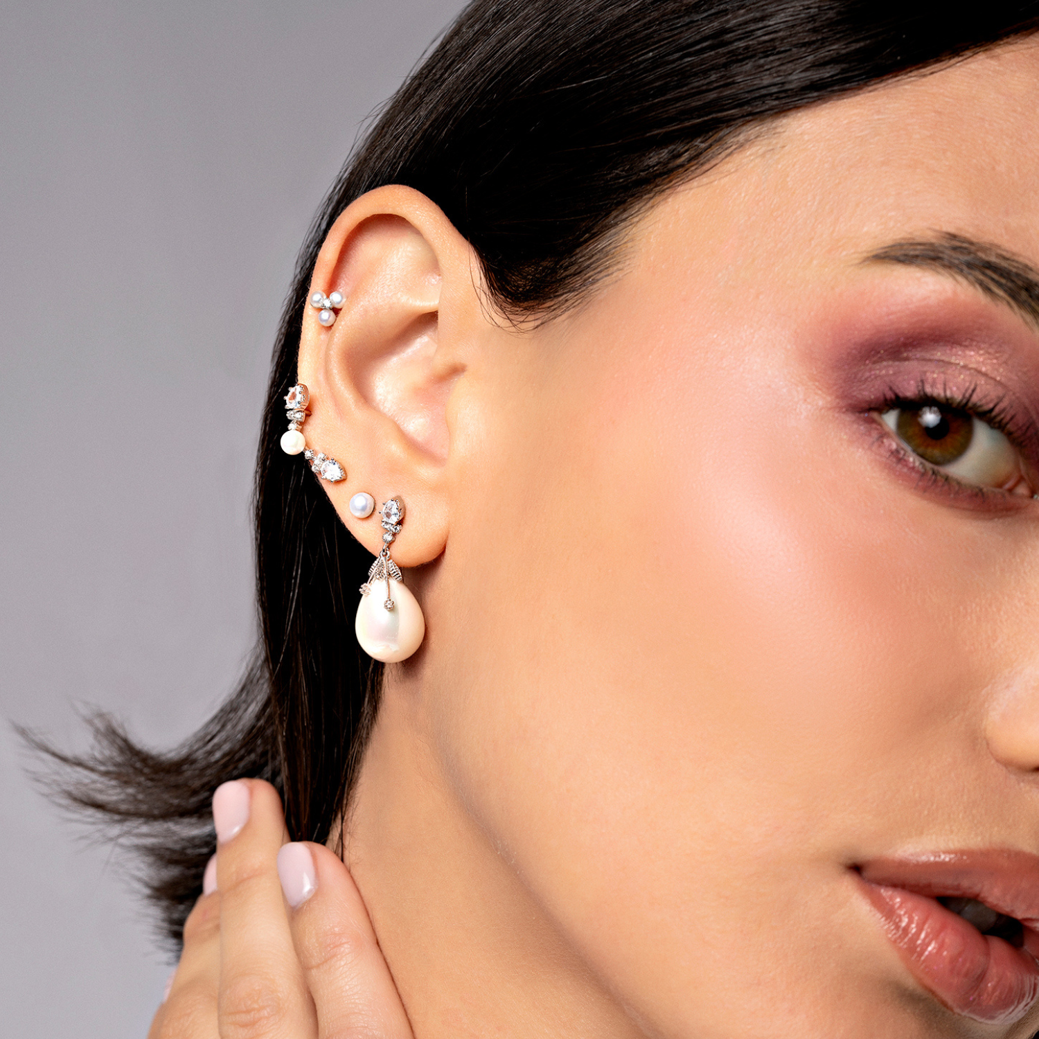 ORECCHINO PIERCING IN ARGENTO PERLE IRIS