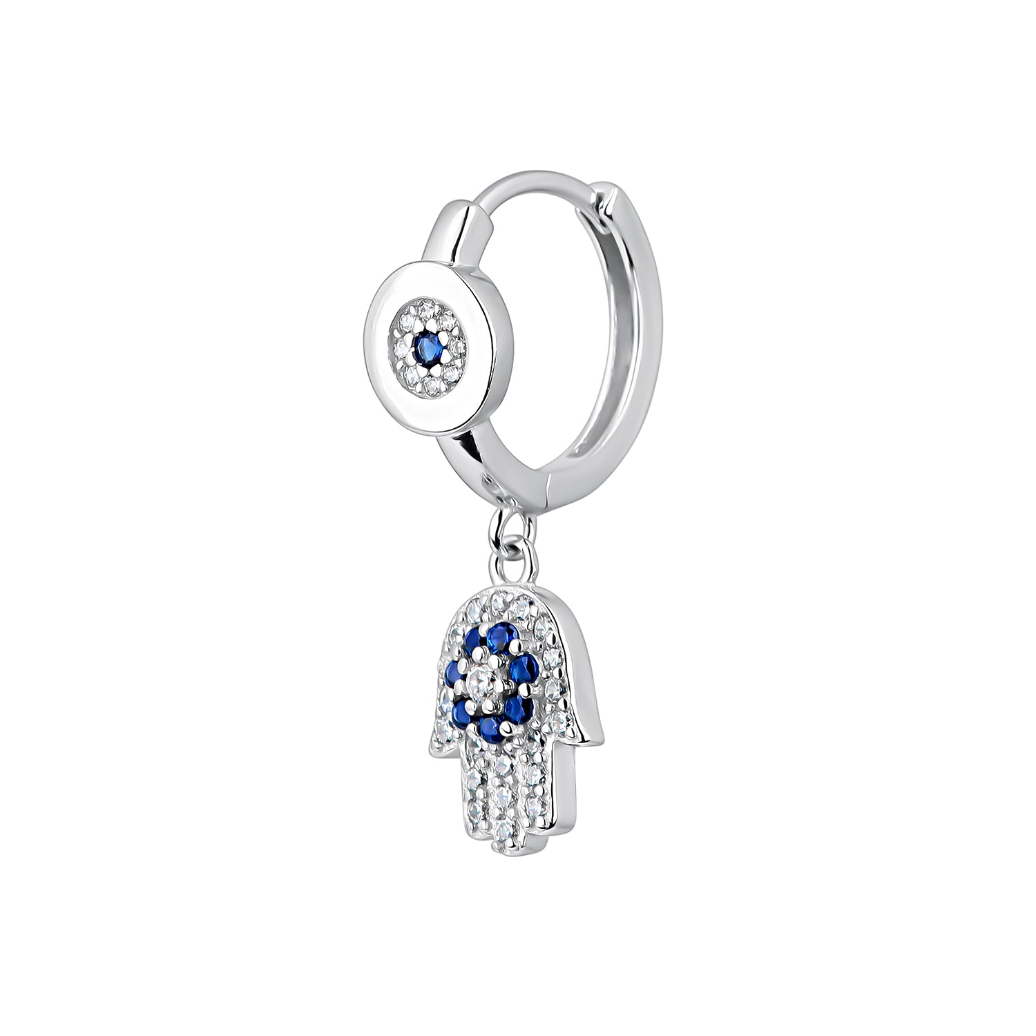 ORECCHINO PIERCING A CERCHIO IN ARGENTO HAMSA