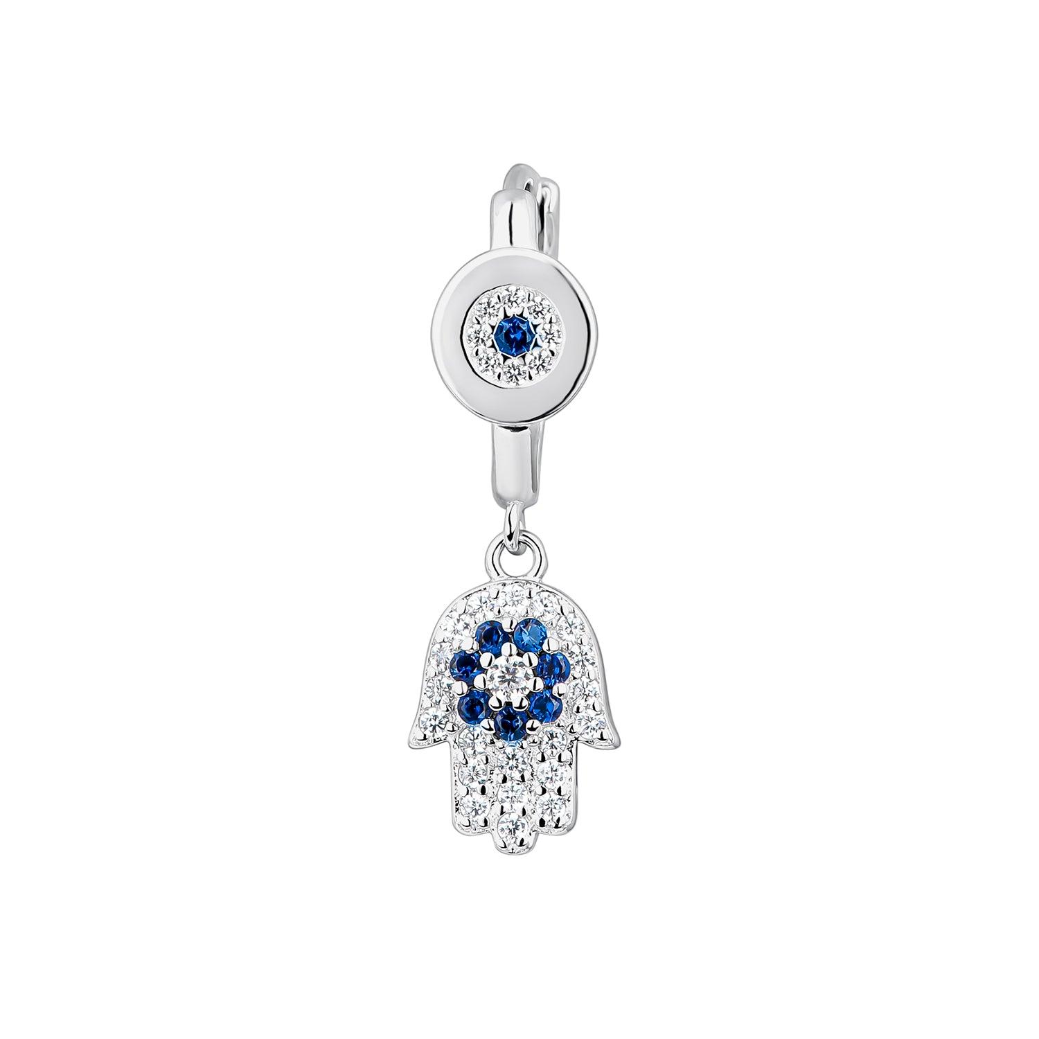 ORECCHINO PIERCING A CERCHIO IN ARGENTO HAMSA
