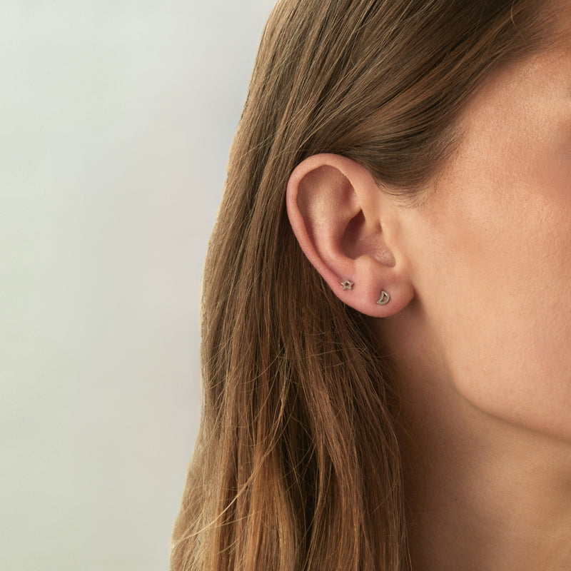 BOUCLES D’OREILLES LUNE ET ÉTOILE EN ARGENT