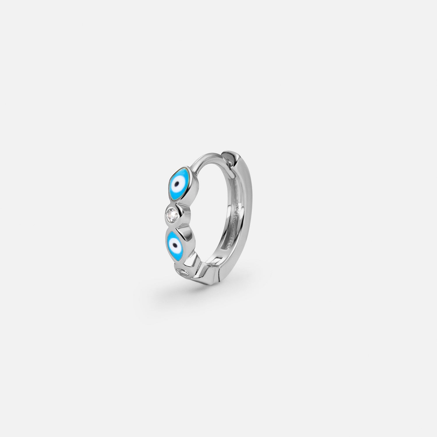 ORECCHINO PIERCING A CERCHIO IN ARGENTO PROTEZIONE OCCHI BLU